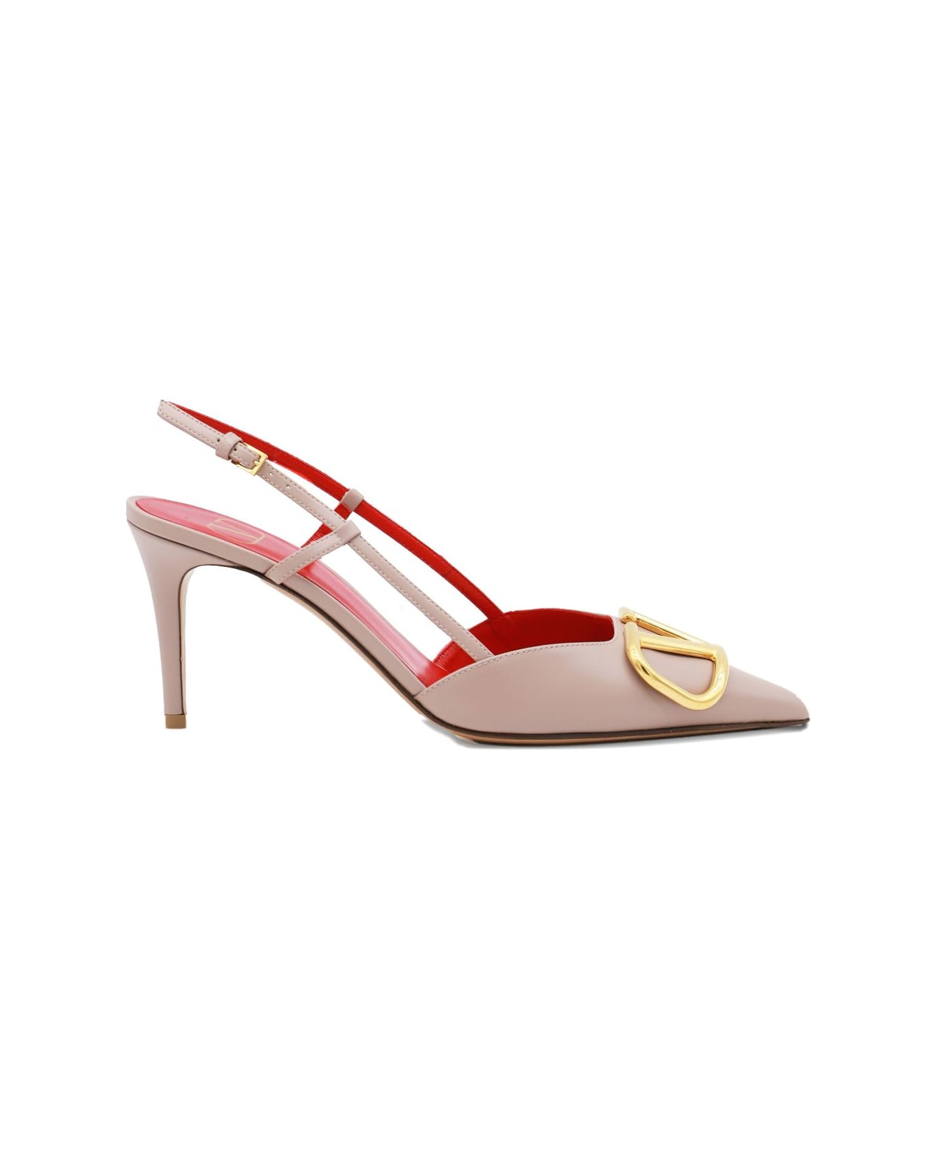 Valentino Garavani Vlogo Signature Leather Slingback Pumps - Powder