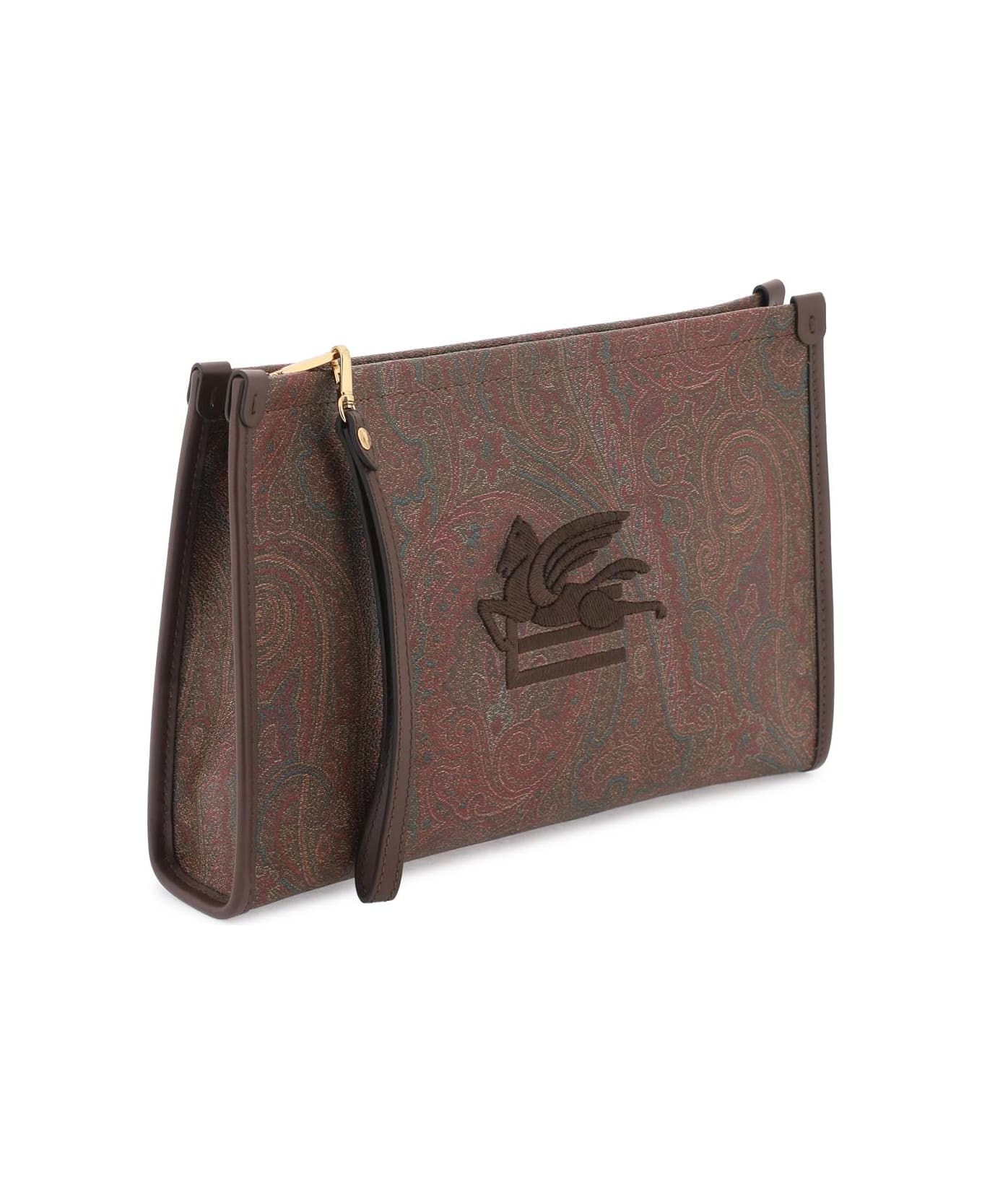 Etro Paisley Pouch With Embroidery - Beige