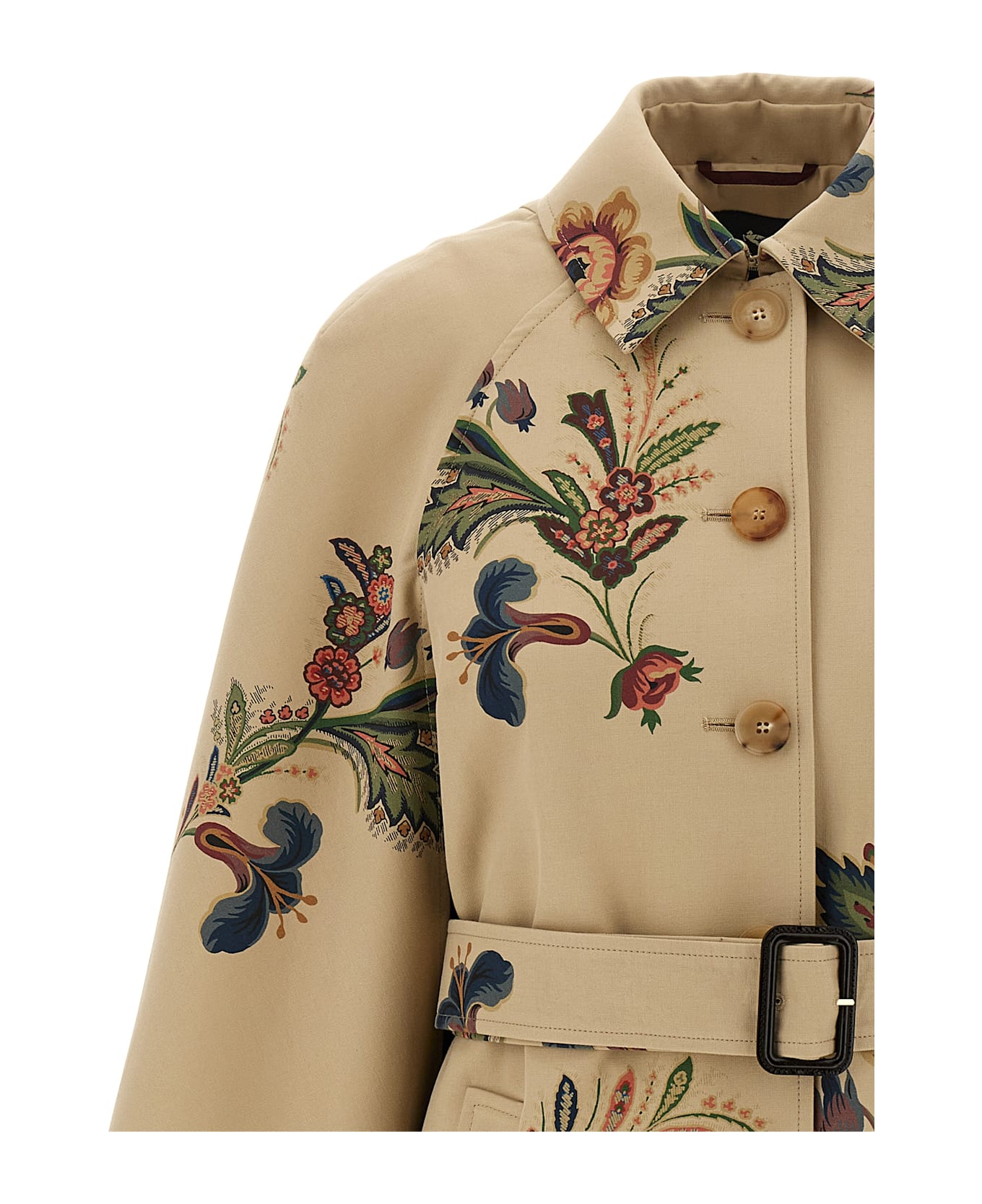 Etro Floral Print Cape Trench Coat - Multi