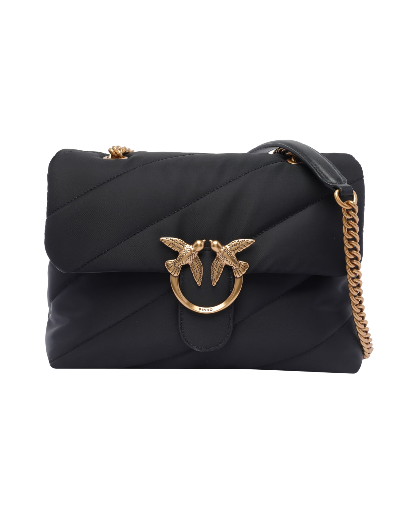 Pinko Love Bag Recycled Tissue Crossbody Bag - NERO-ANTIQUE GOLD