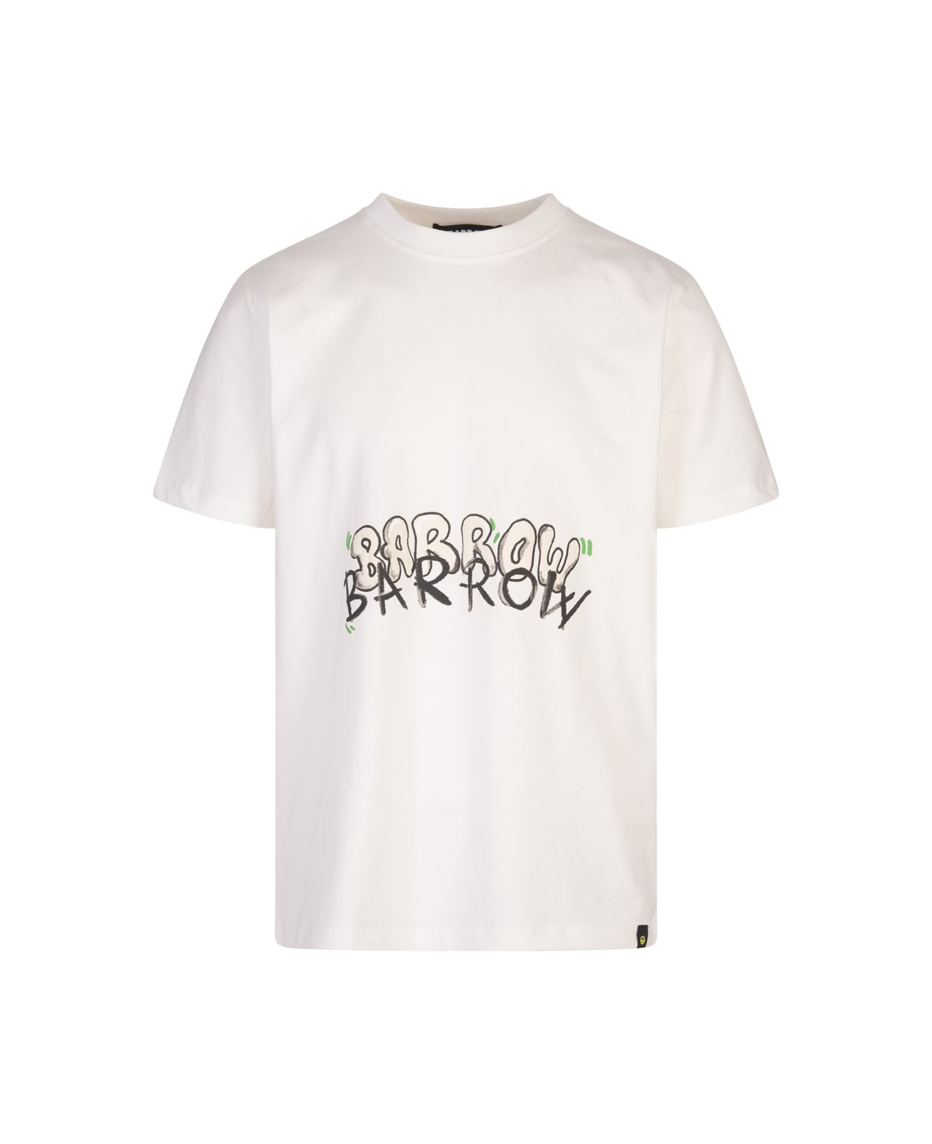 Barrow White T-shirt With Double Lettering And Graphic Printing With Smile - Off White