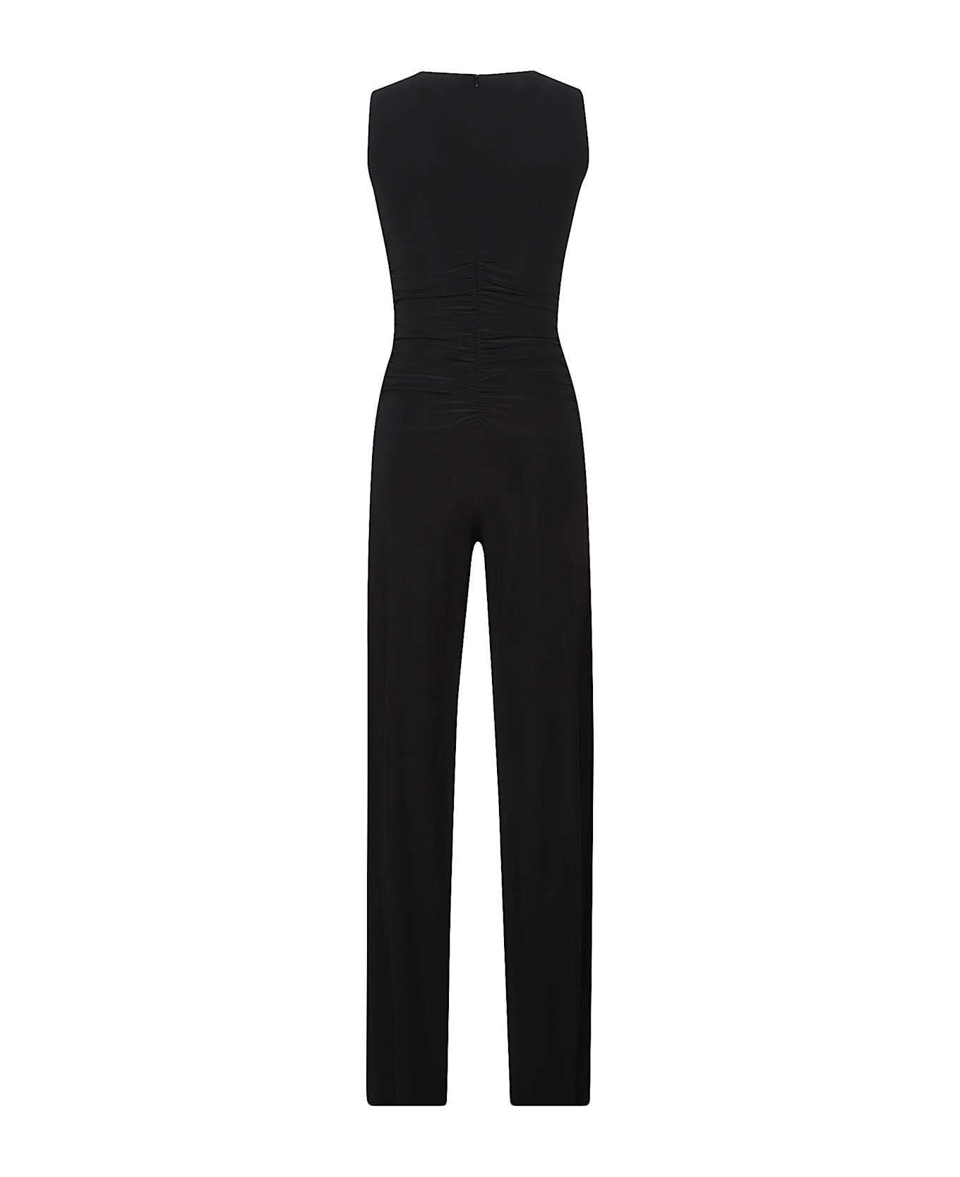 Norma Kamali Sleeveless Shirred Waist Jumpsuit - Black