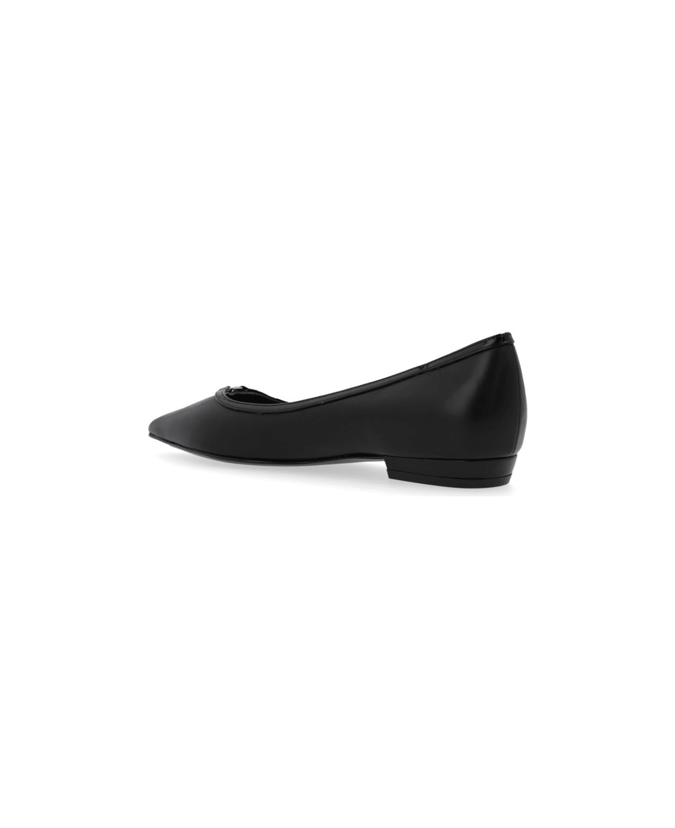 Tory Burch Double T Buckle Pointed Toe Flat - Perfect Black