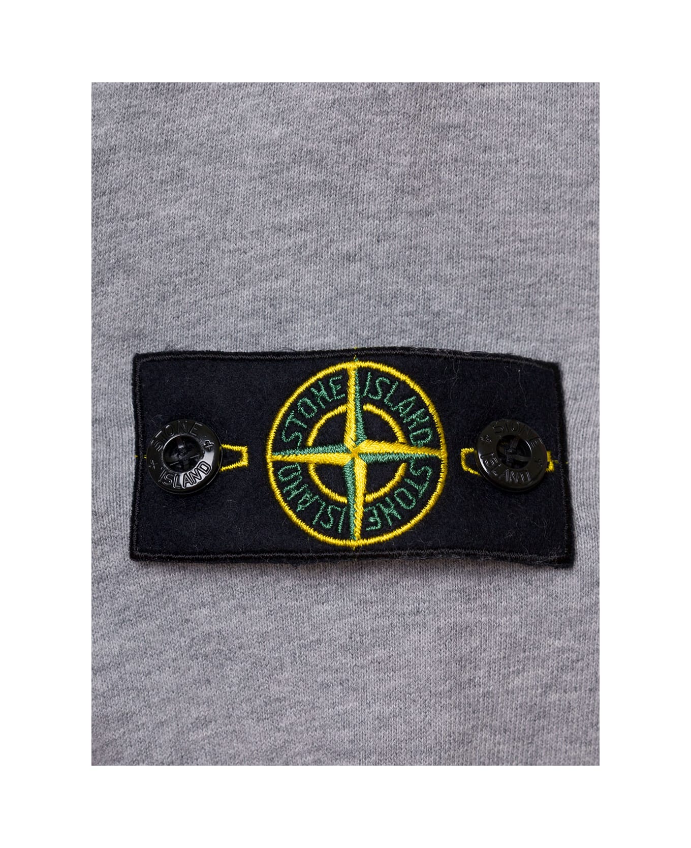 Stone Island Junior Grey Long-sleeved Sweatshirt And Patch Logo With Buttons In Cotton Boy ニットウェア＆スウェットシャツ