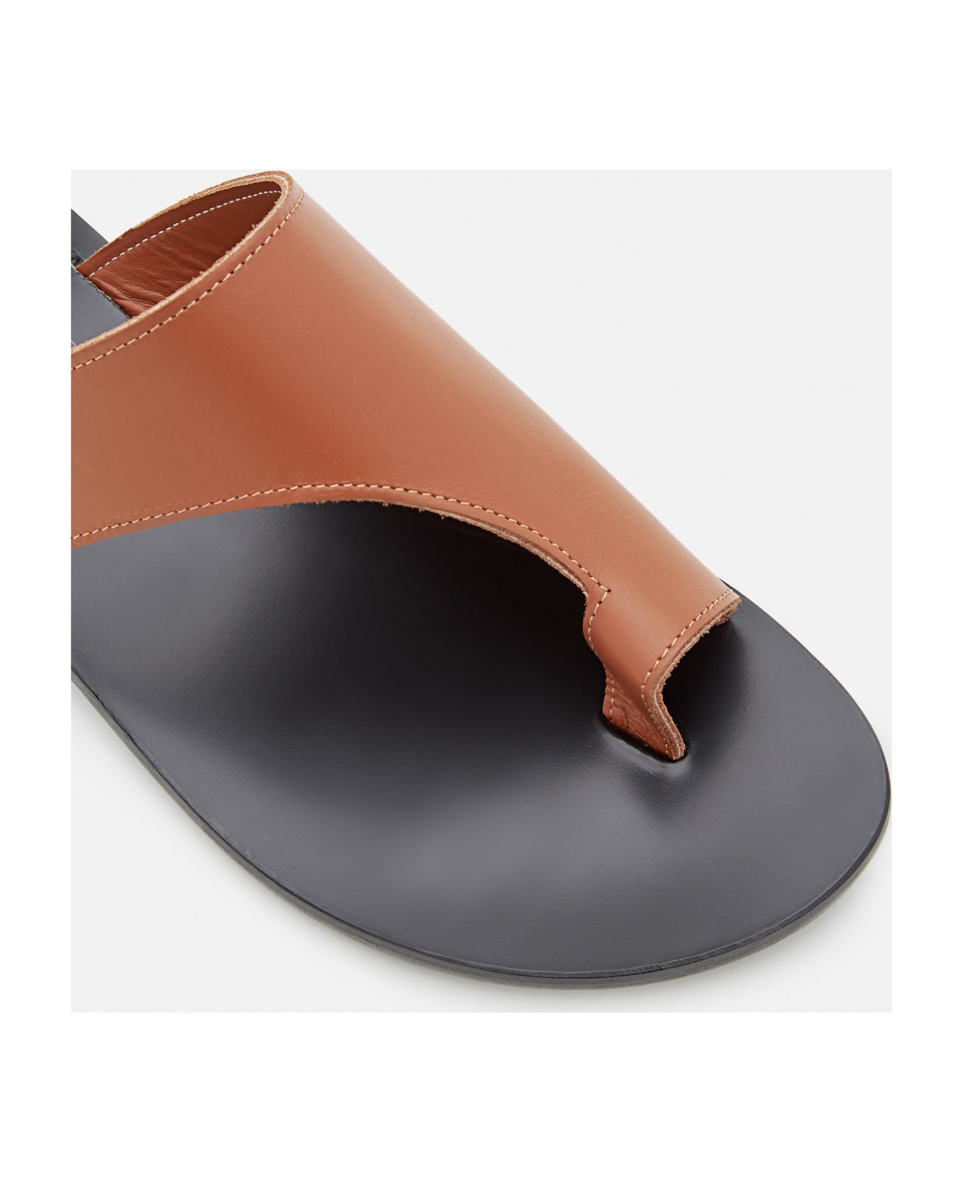 Capri Positano Guidonia Leather Flat Sandals - Brown