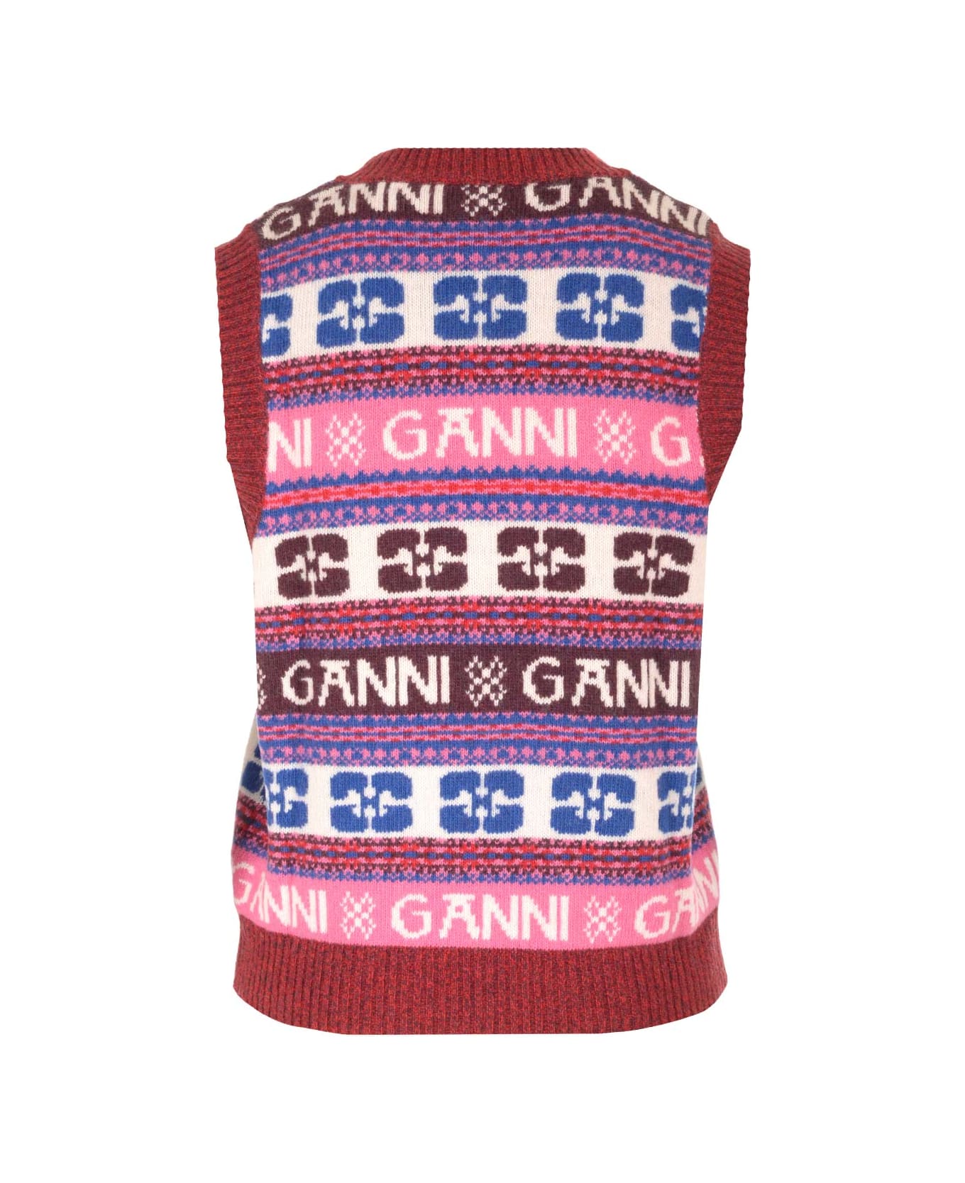Ganni V-neck Vest - Multicolor