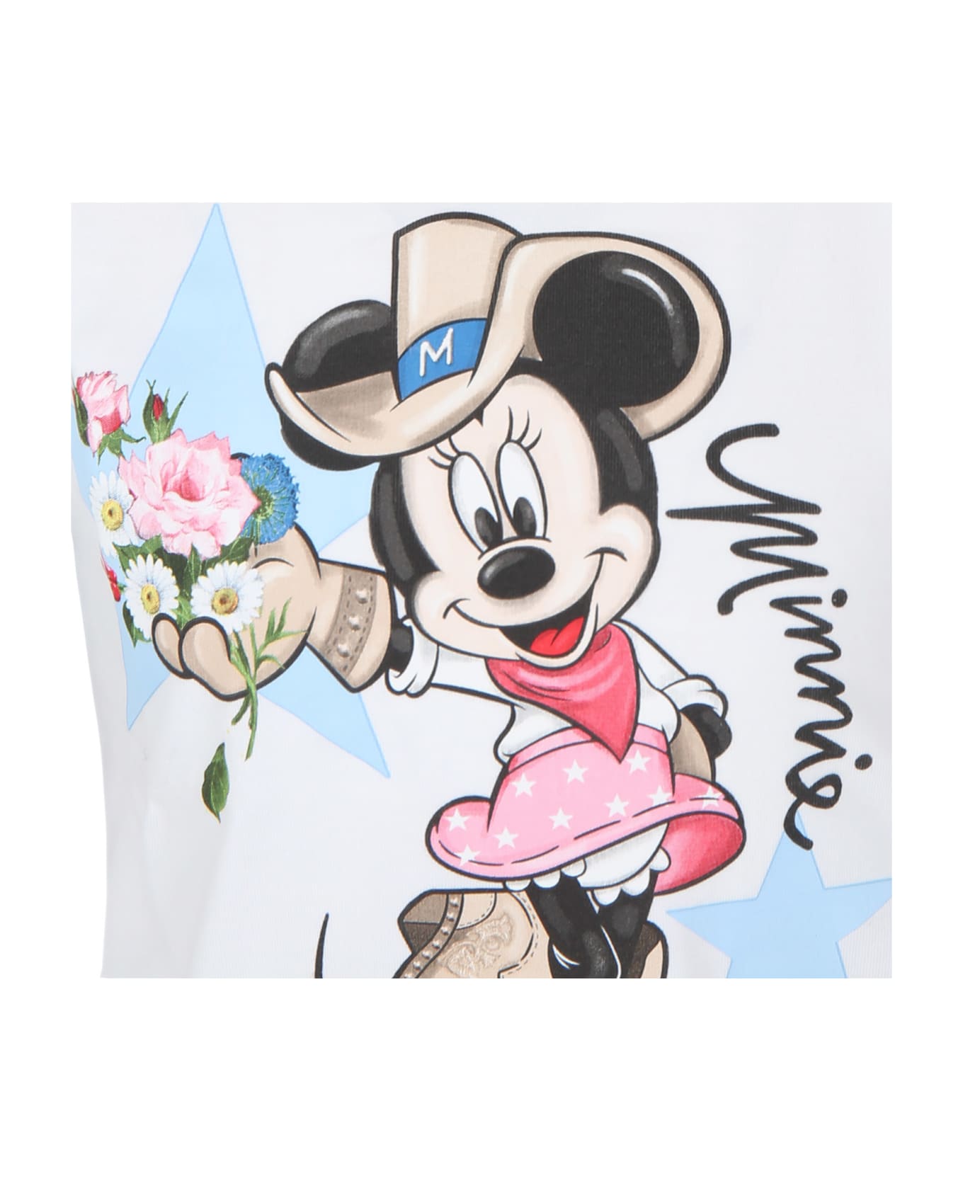 Monnalisa White T-shirt For Girl With Minnie - WHITE Tシャツ＆ポロシャツ