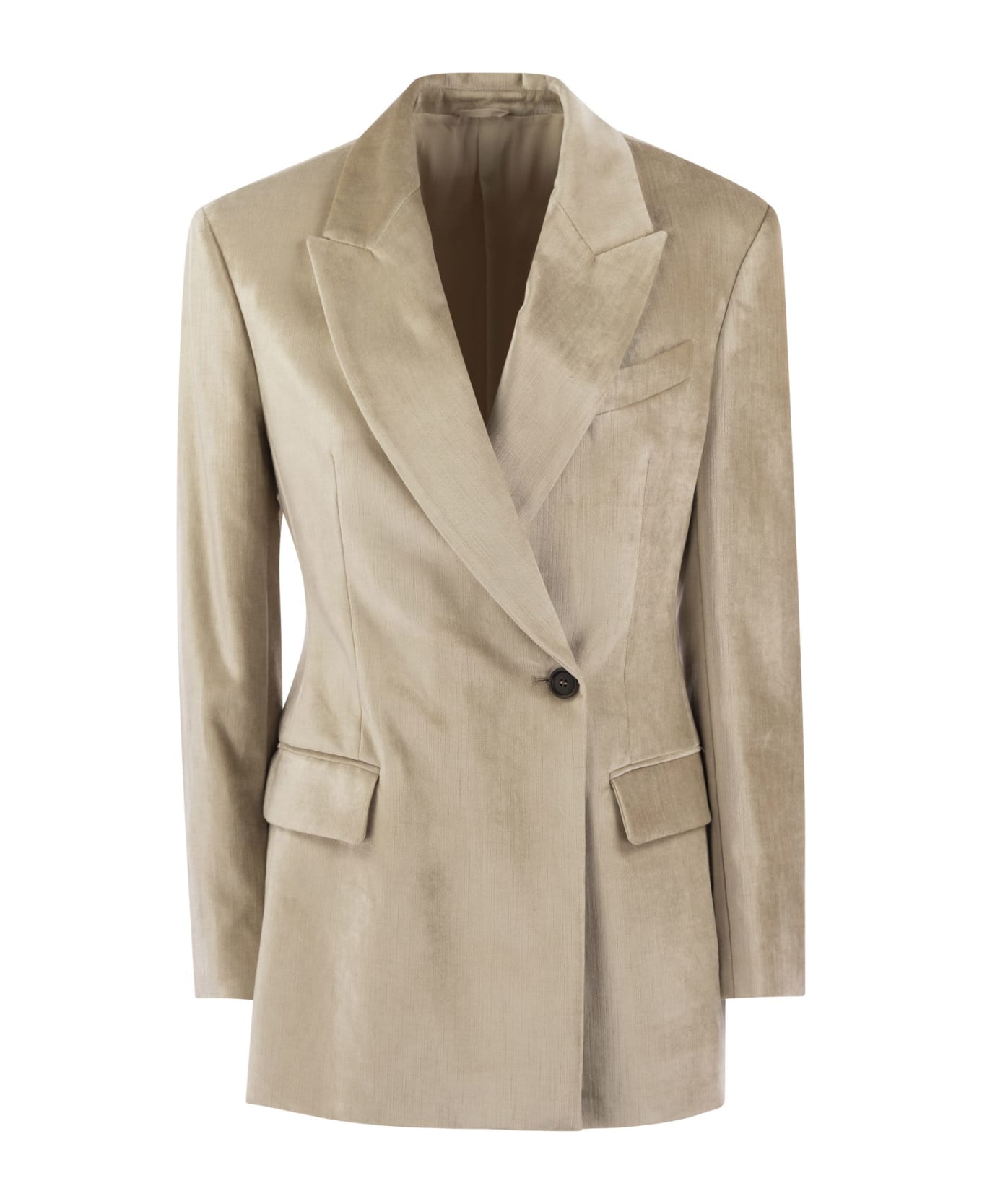 Brunello Cucinelli Fluid Viscose-cotton Twill Jacket With Necklace - Beige ブレザー