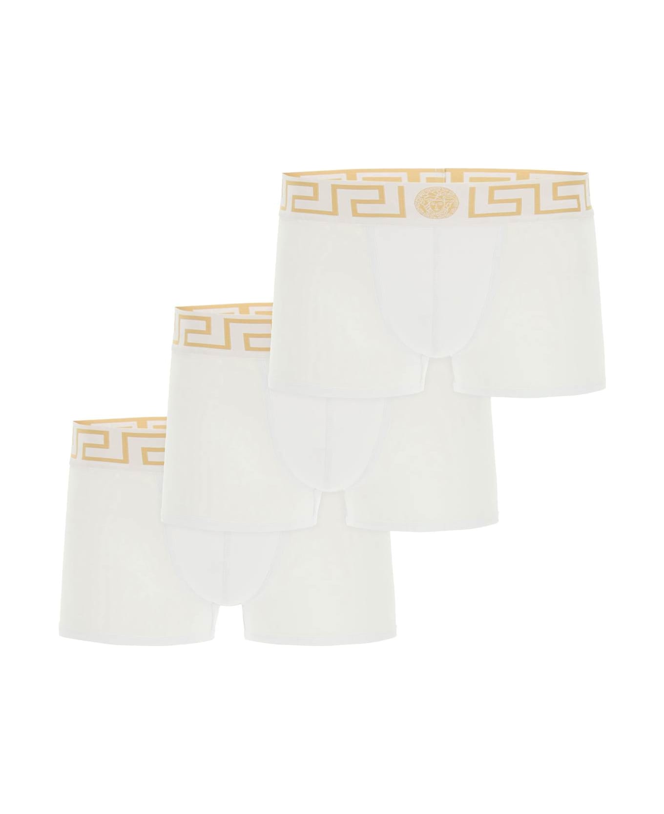 Versace Tri-pack Trunks - WHITE GREEK GOLD (White) ショーツ