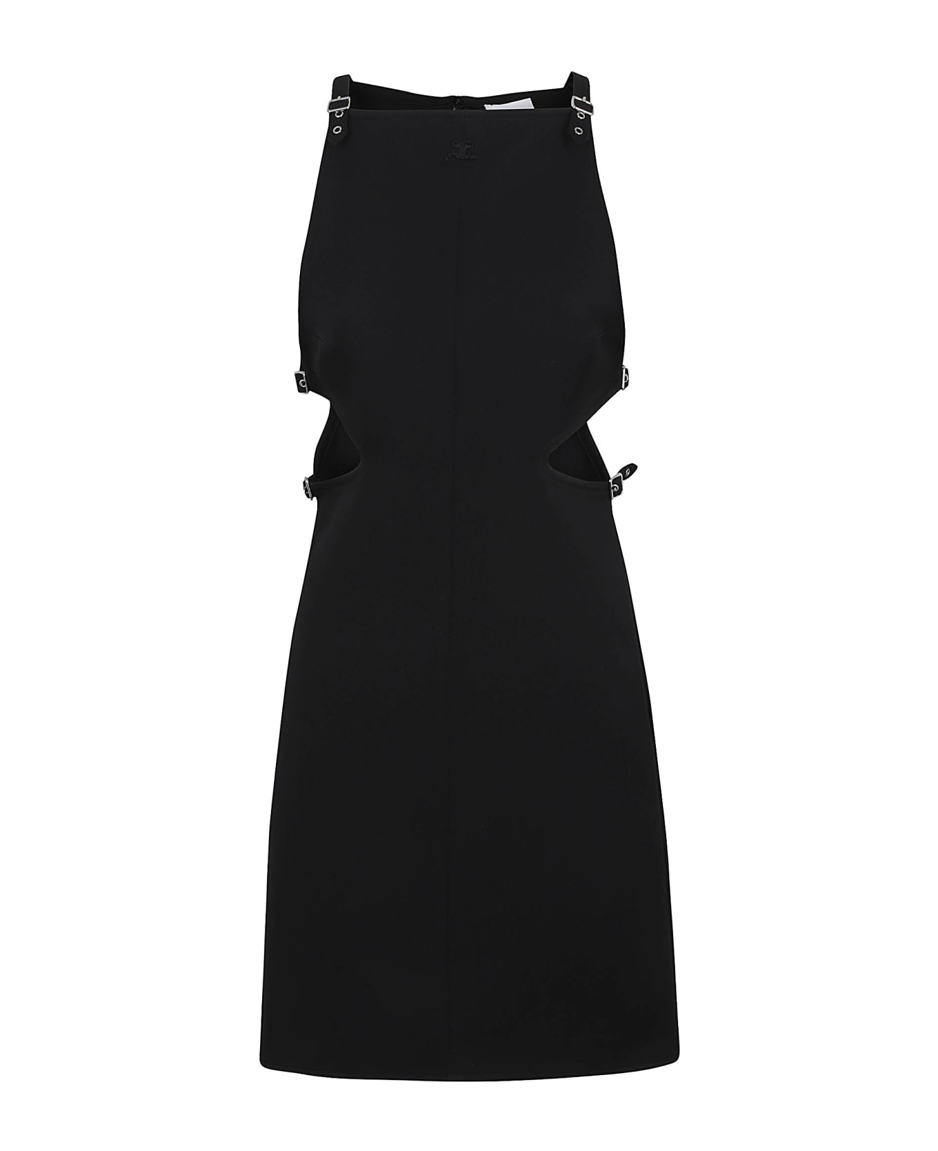 Courrèges Slash Buckle Twill Dress - Black ワンピース＆ドレス