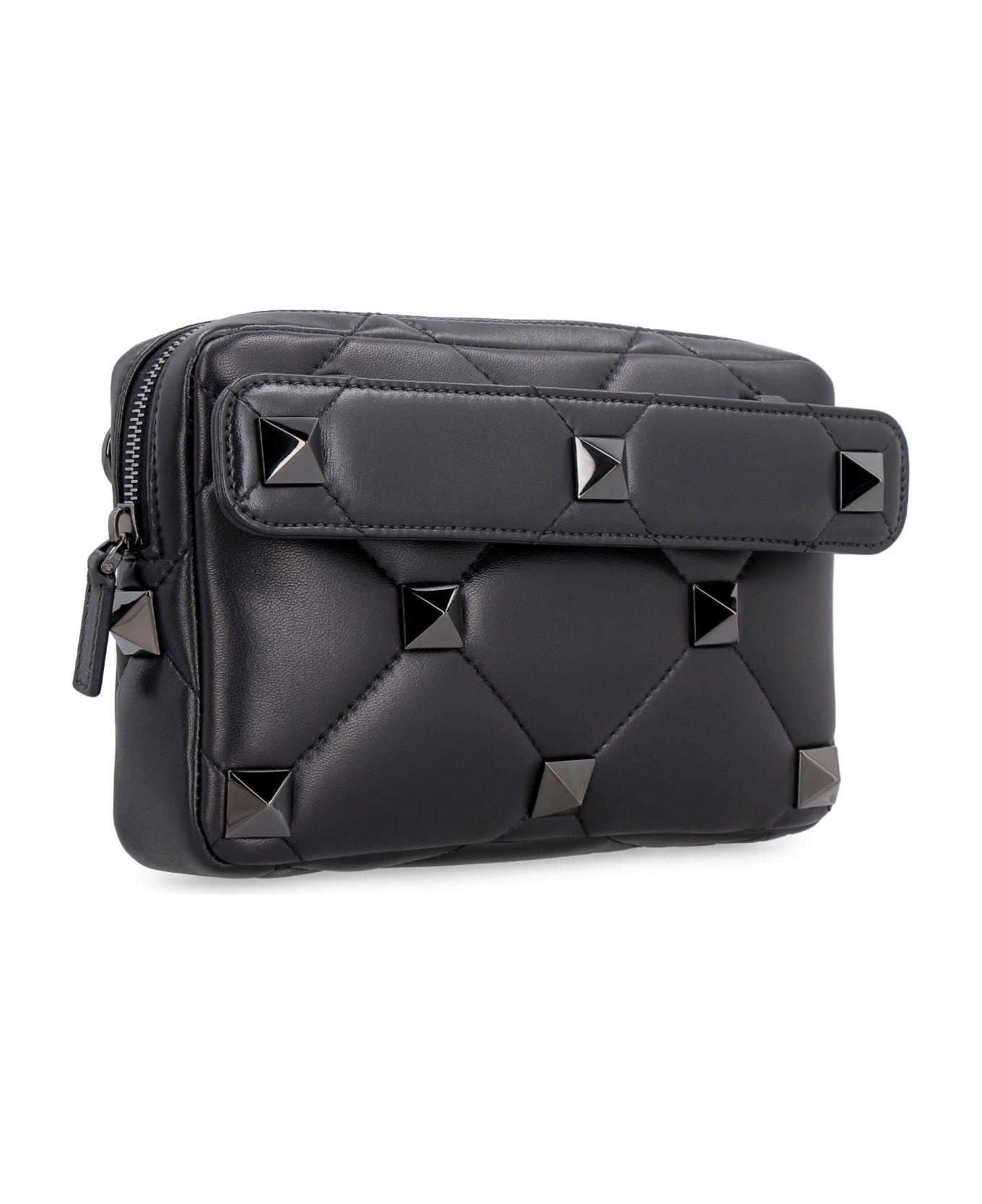 Valentino Garavani Roman Stud Quilted Leather Shoulder Bag - Nero