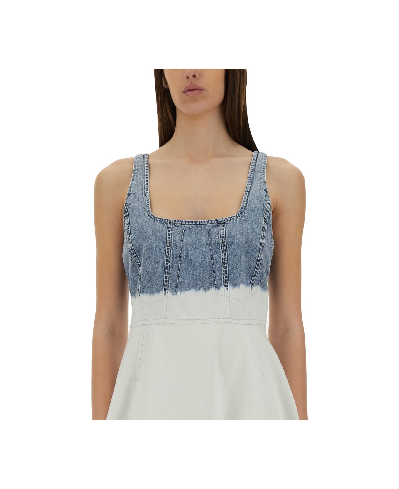 M05CH1N0 Jeans Two-tone Denim Dress - WHITE