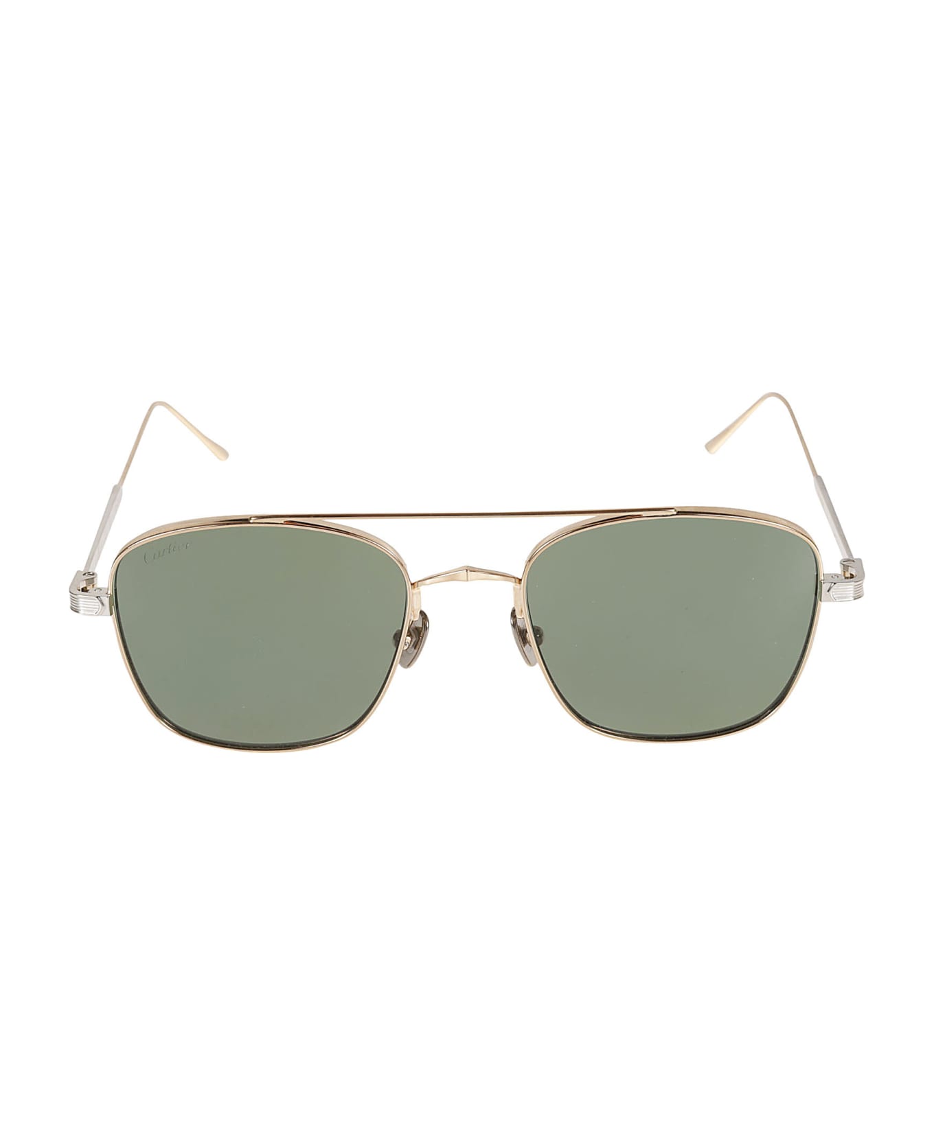 Cartier Eyewear Aviator Square Sunglasses - Silver/Green