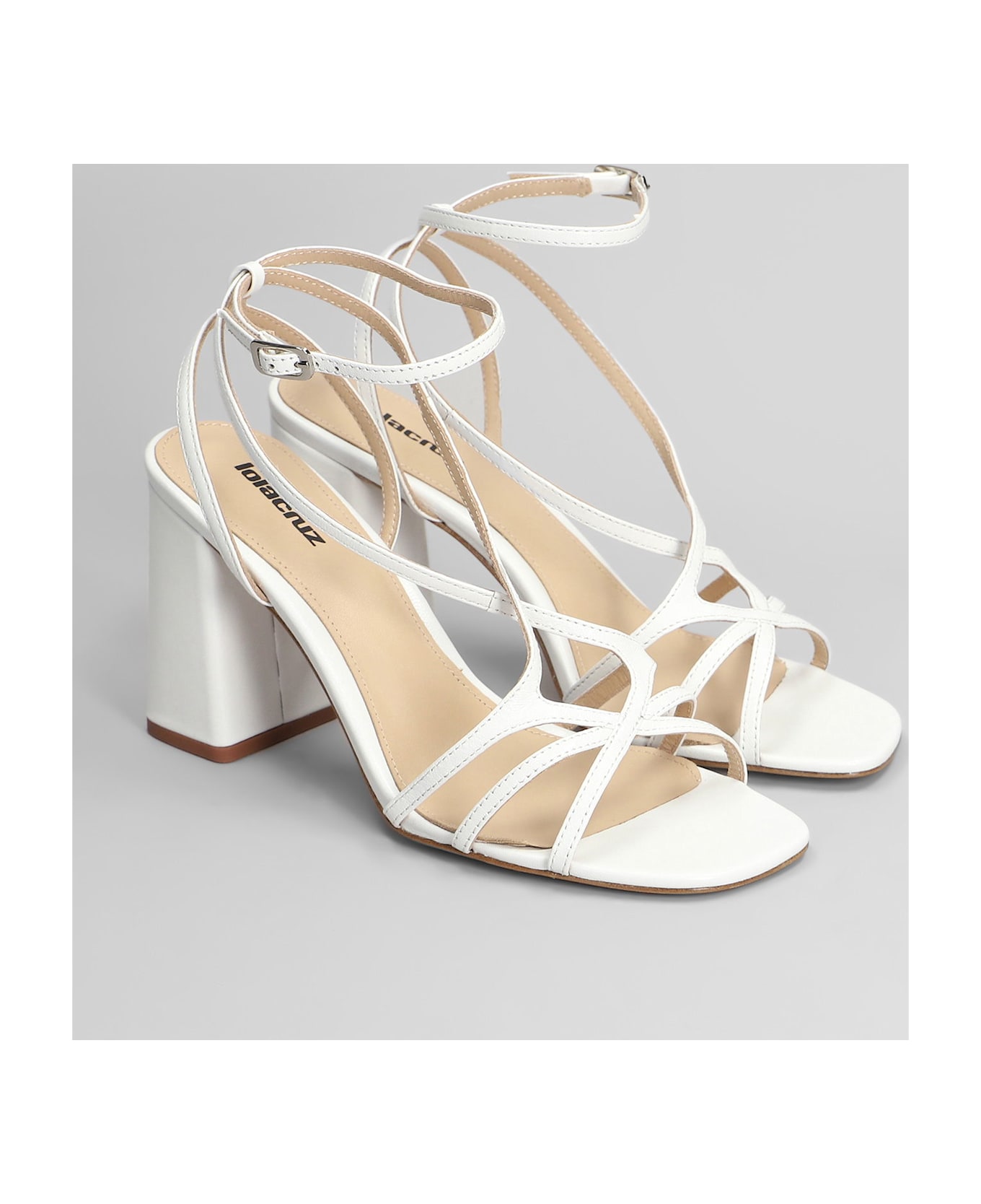 Lola Cruz Angela 85 Sandals In White Leather - white
