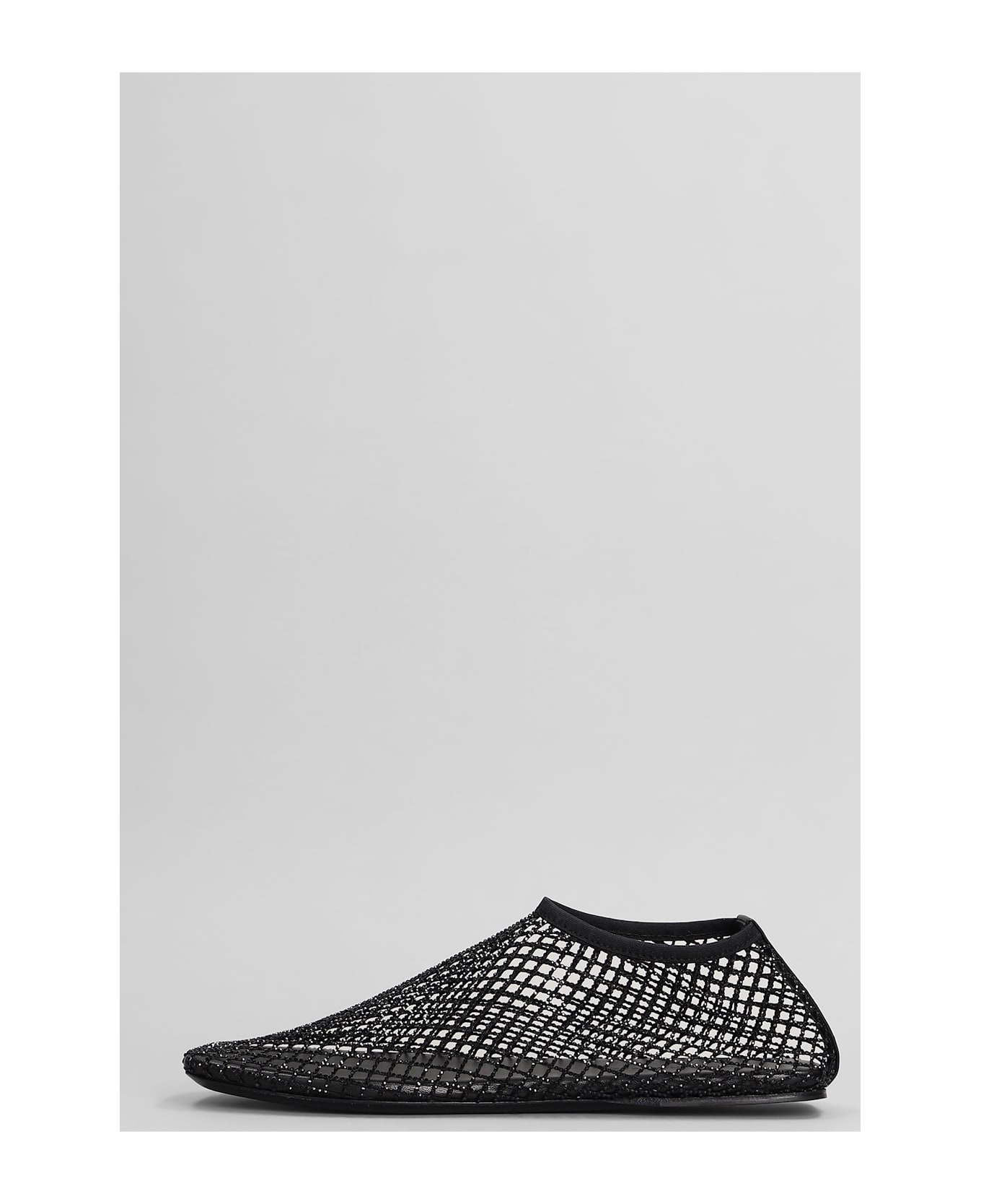 Christopher Esber Minette Crystal Mesh Ballet Flats In Black Nylon - black