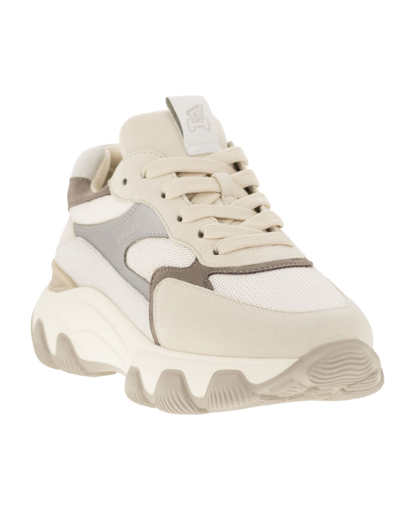 Hogan Hyperactive - Leather And Fabric Trainers - White/beige
