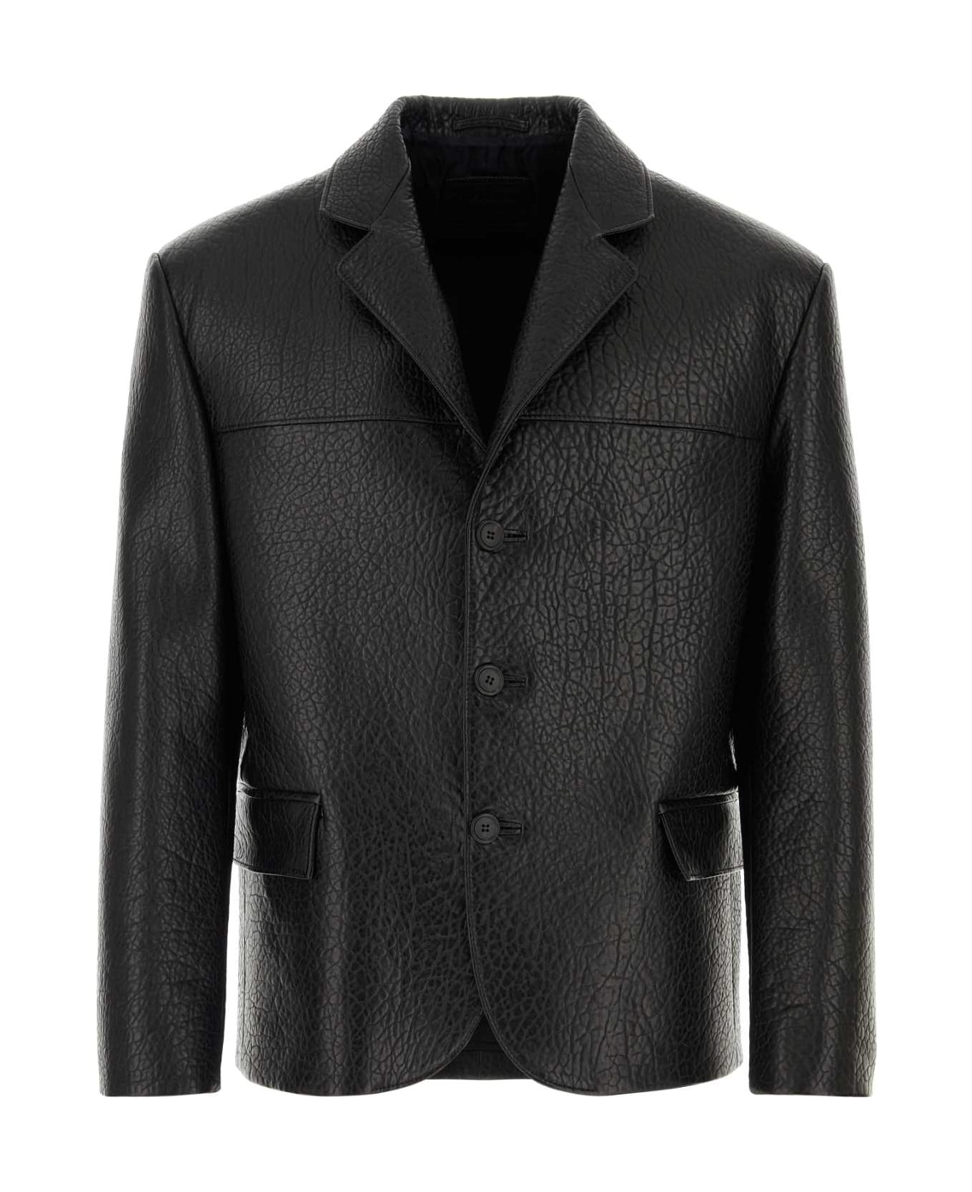 Prada Black Nappa Leather Blazer - NERO
