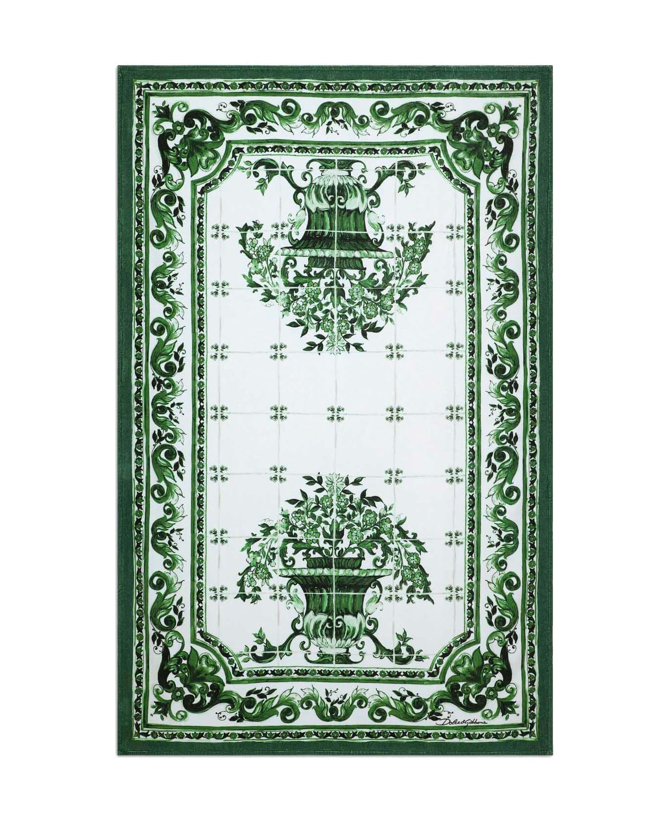 Dolce 
Gabbana Majolica Print Beach Towel - GREEN/WHITE