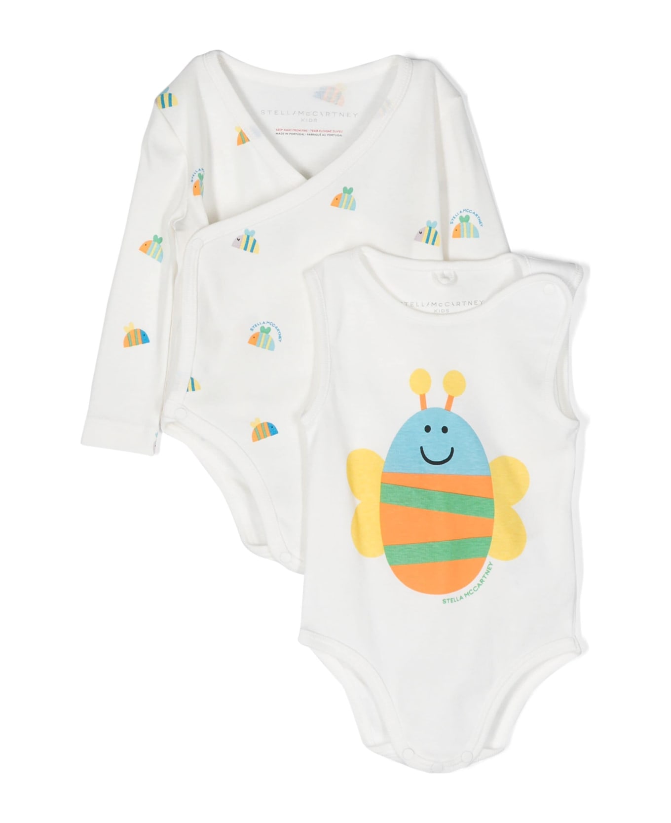 Stella McCartney Kids White Set For Babykids With Bee And Logo - White