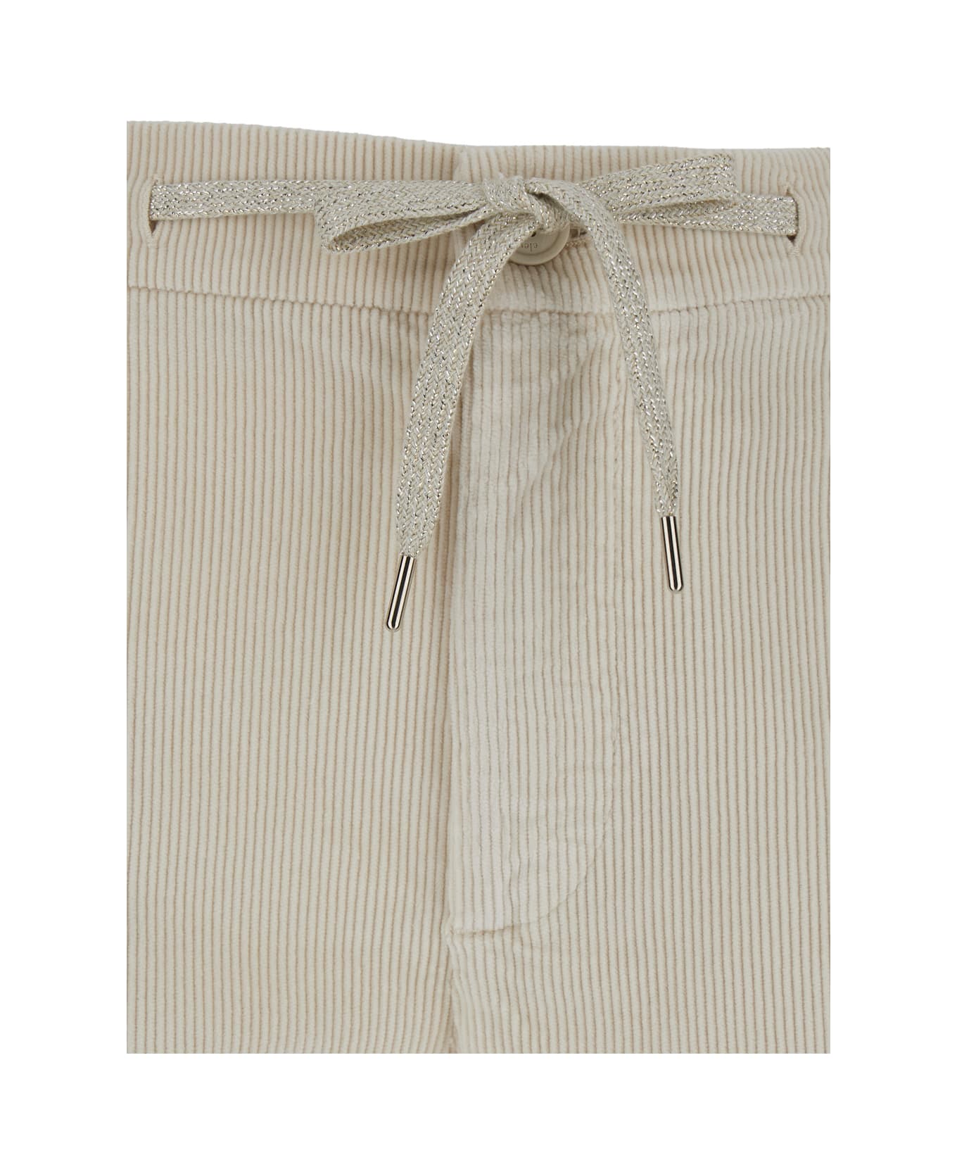 Eleventy Beige Pants With Drawstring In Corduroy Woman - Beige