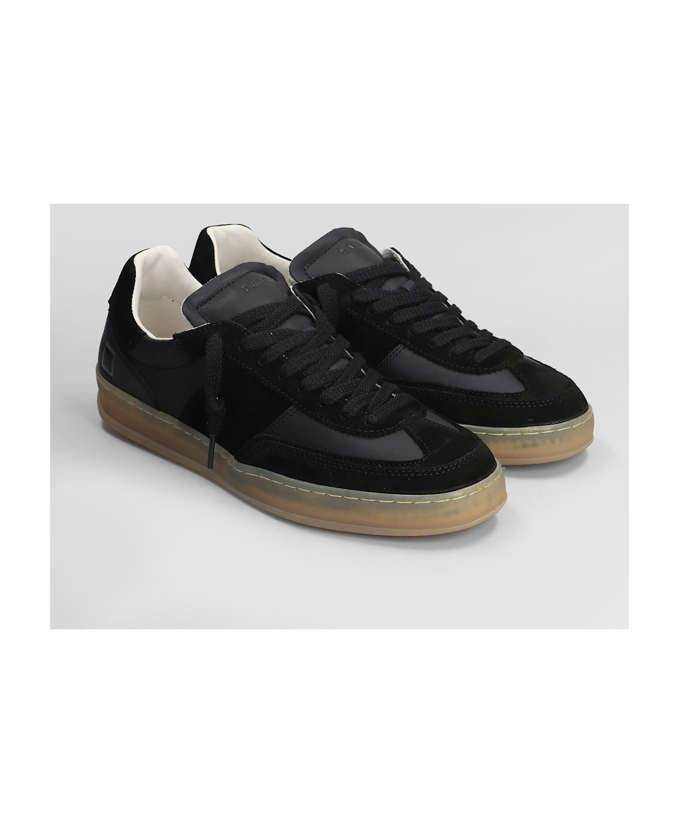 D.A.T.E. Sporty Sneakers In Black Suede And Leather - black