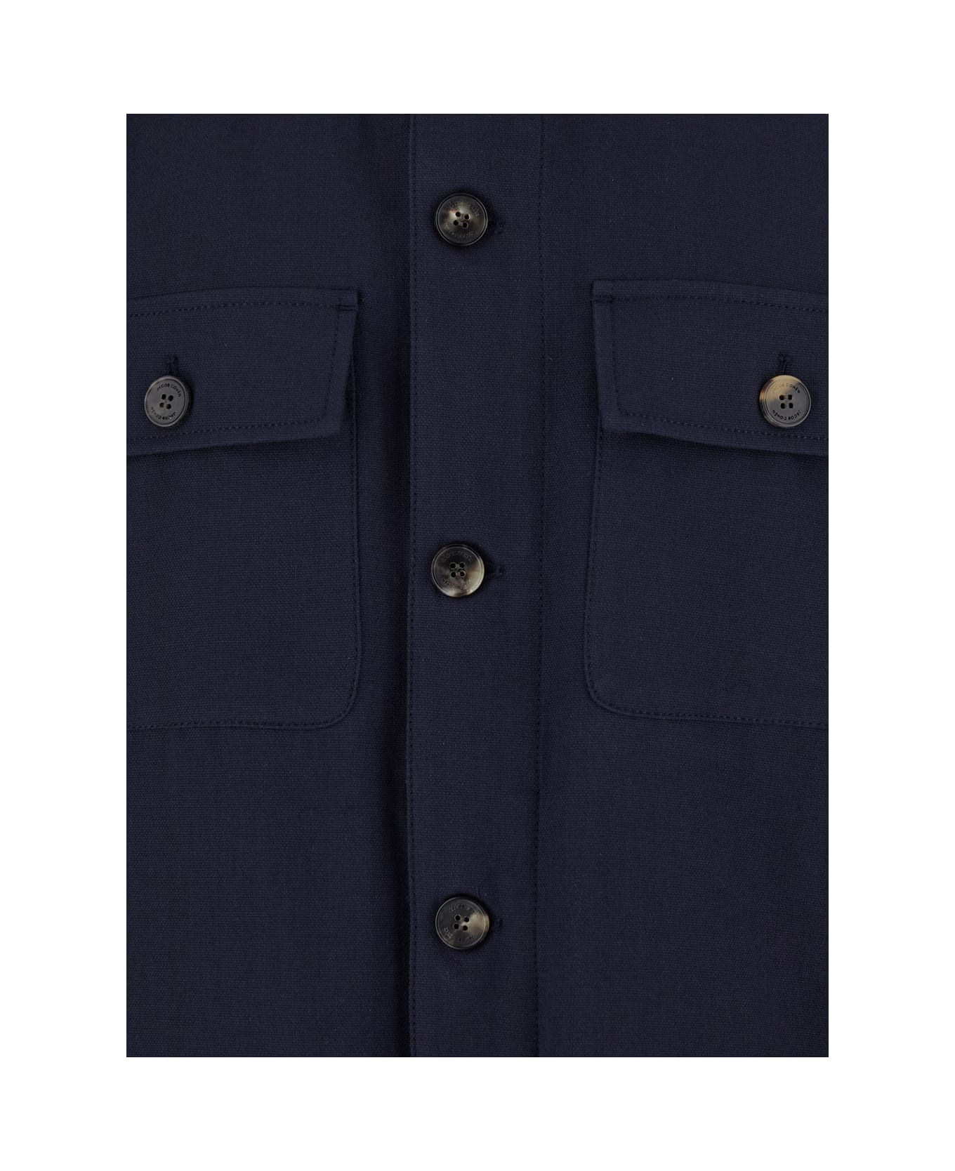 Jacob Cohen Blue Jacket With Classic Collar And Logo Patch On The Rear In Cotton Man - Blu