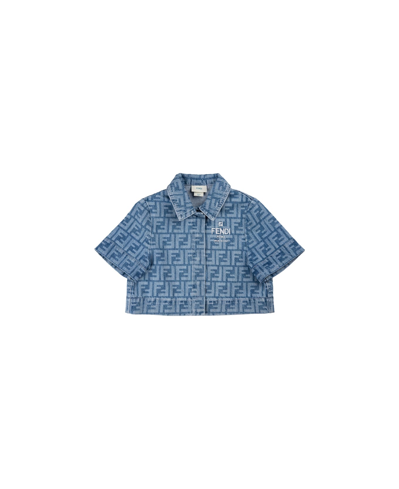 Fendi Medium Blue Ff Denim Shirt - Blue