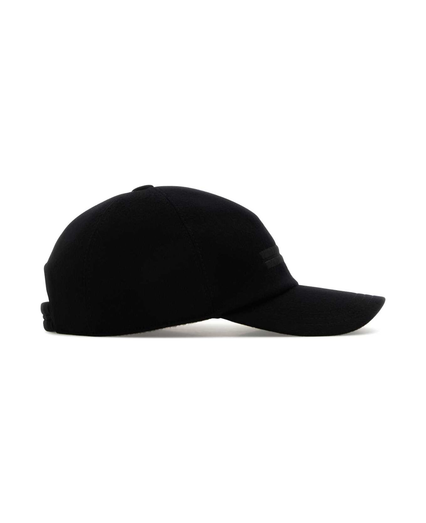Zegna Black Cashmere Baseball Cap - BK1
