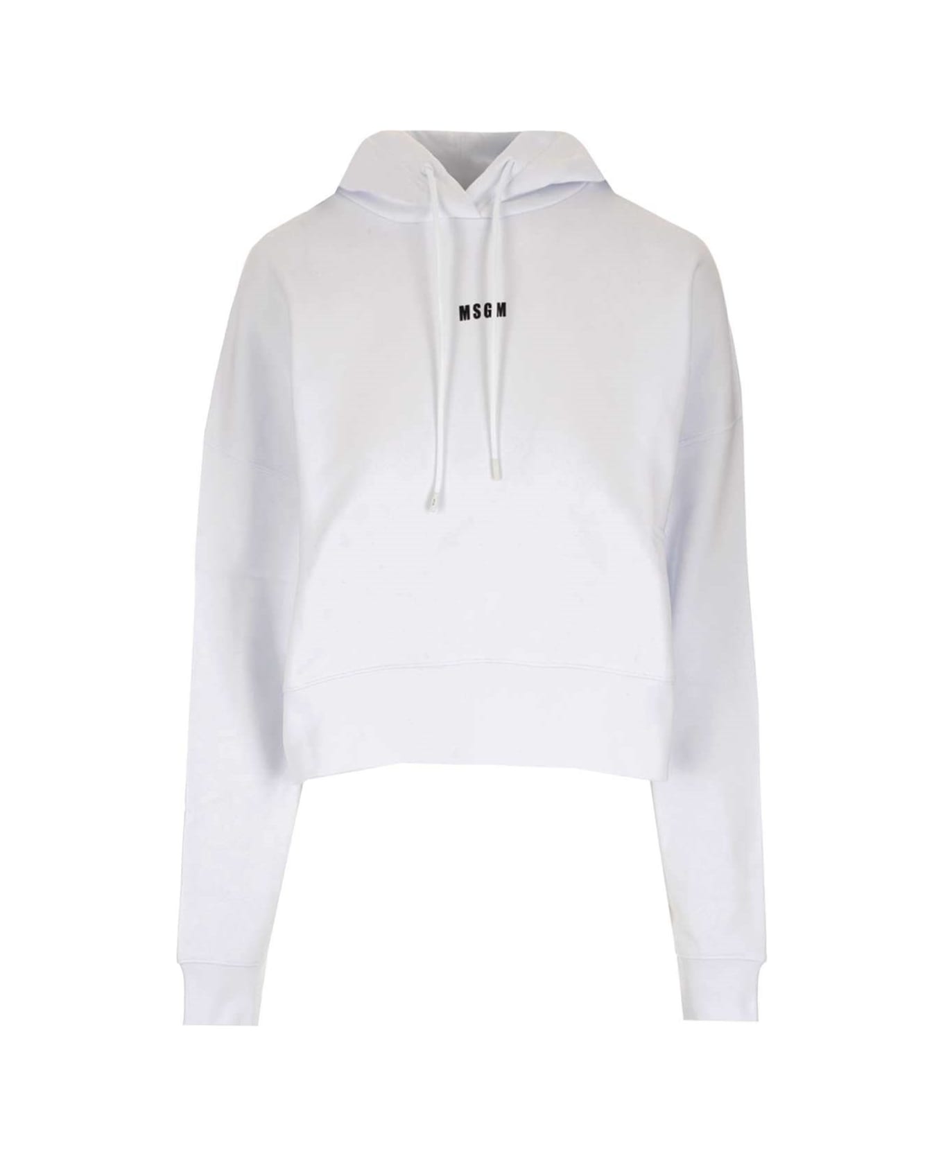 MSGM Logo Printed Hoodie - WHITE