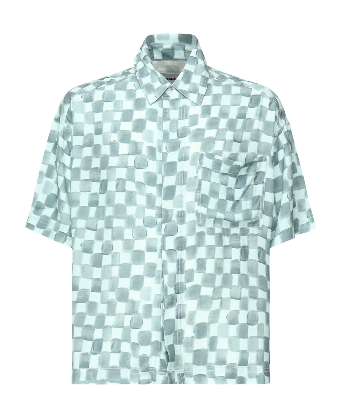 Bonsai Watercolor Cropped Shirt - Stone blue