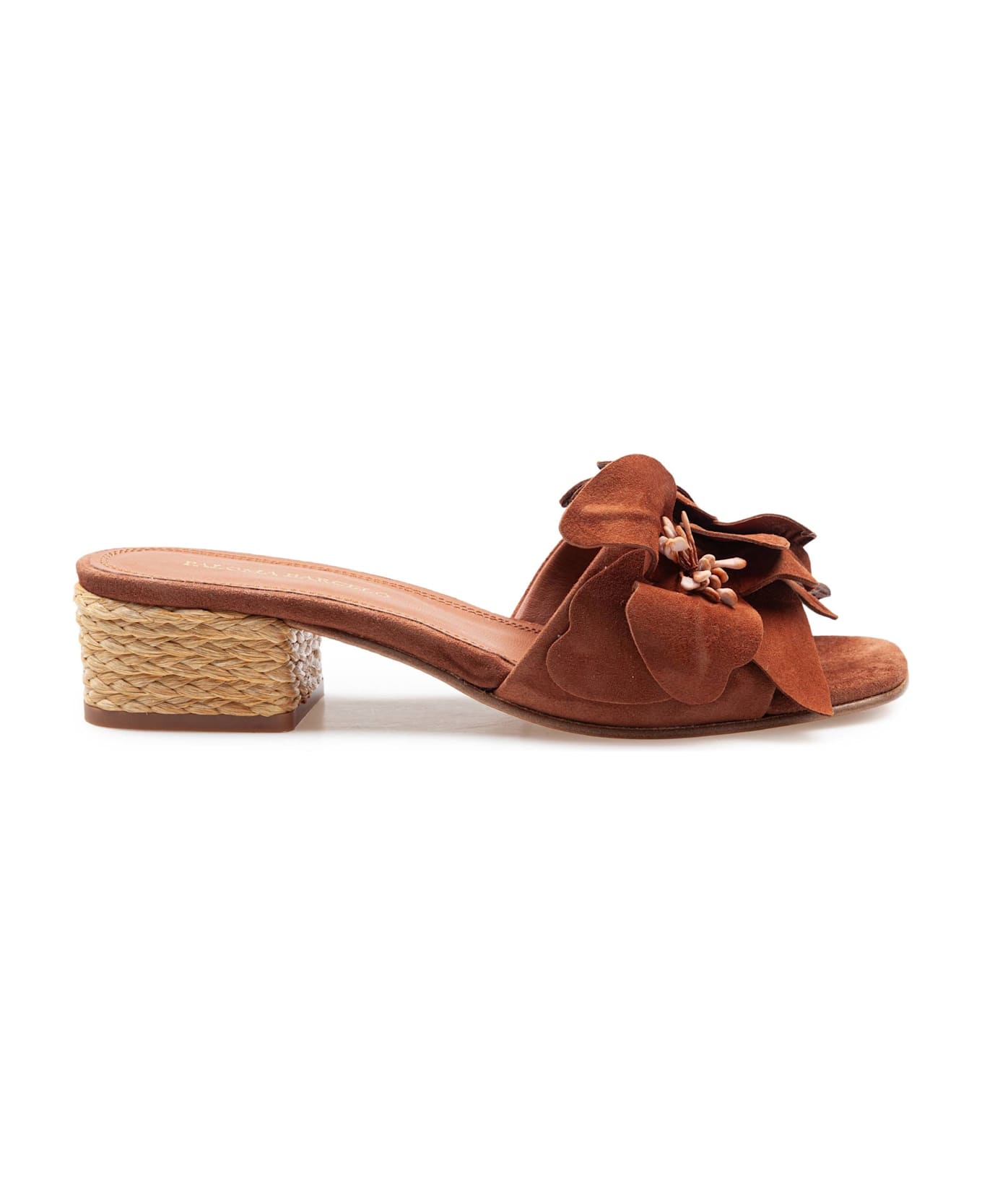 Paloma Barceló Suede Slide With Applied Flower - Leather
