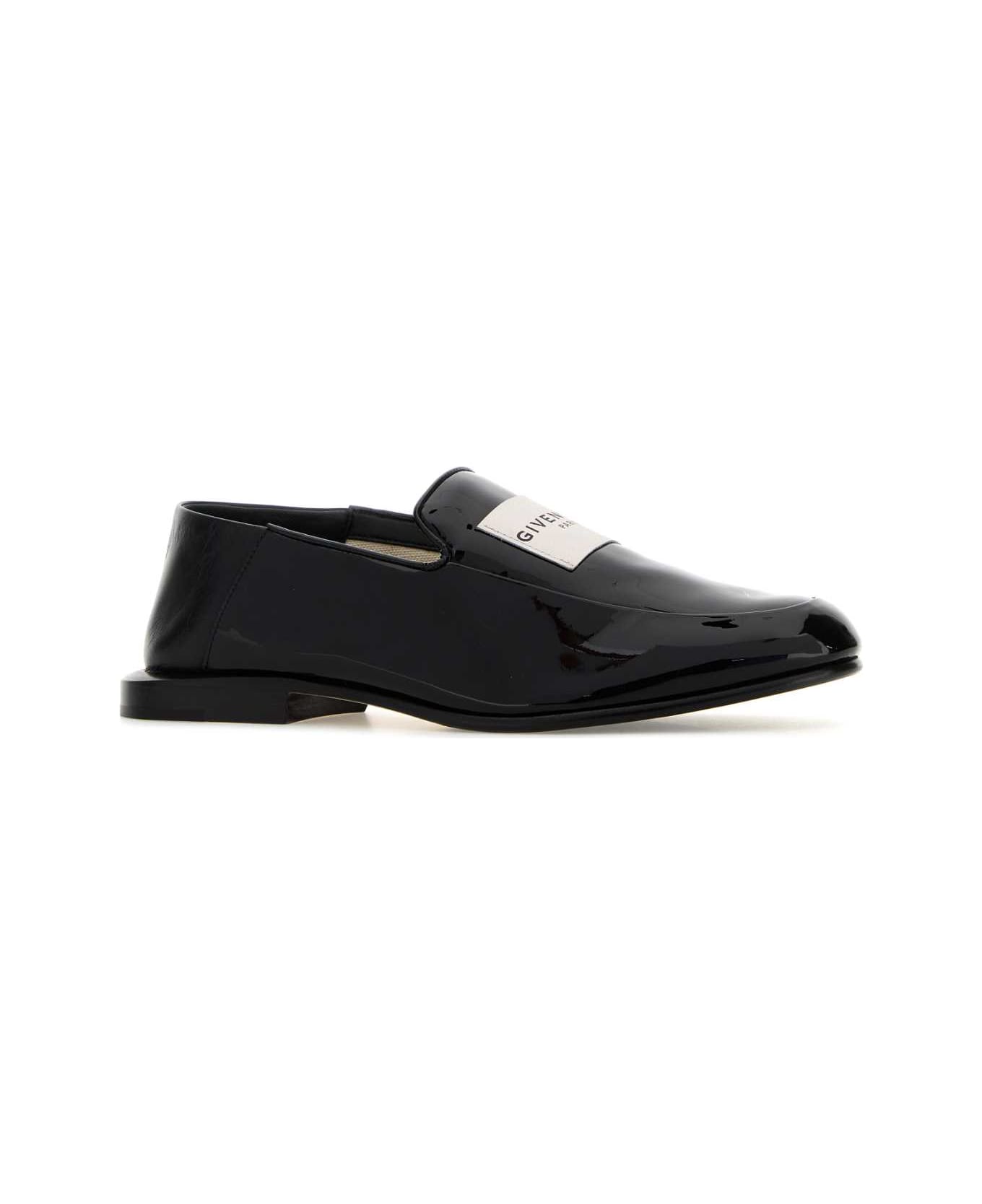 Givenchy Black Leather Label Loafers - BLACK