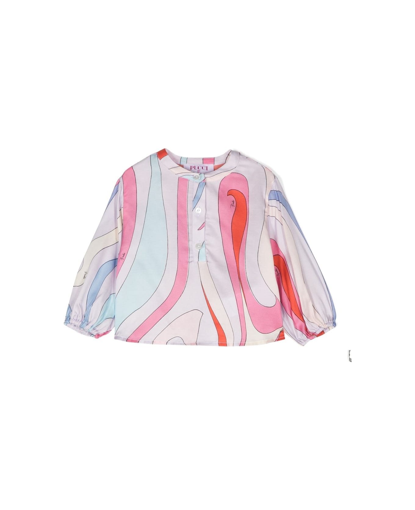 Pucci Blouse With Light Blue/multicolour Iride Print - Blue トップス