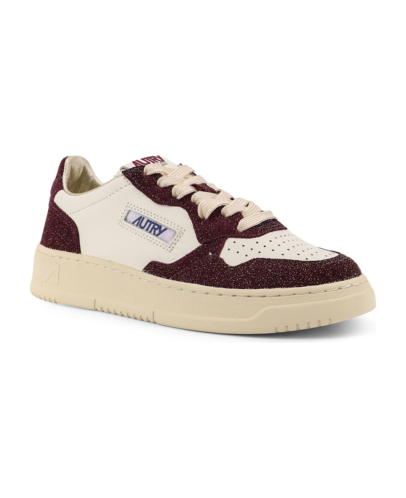 Autry Medalist Low Leather Low-top Sneakers - BIANCO BORDEAUX GLITTER