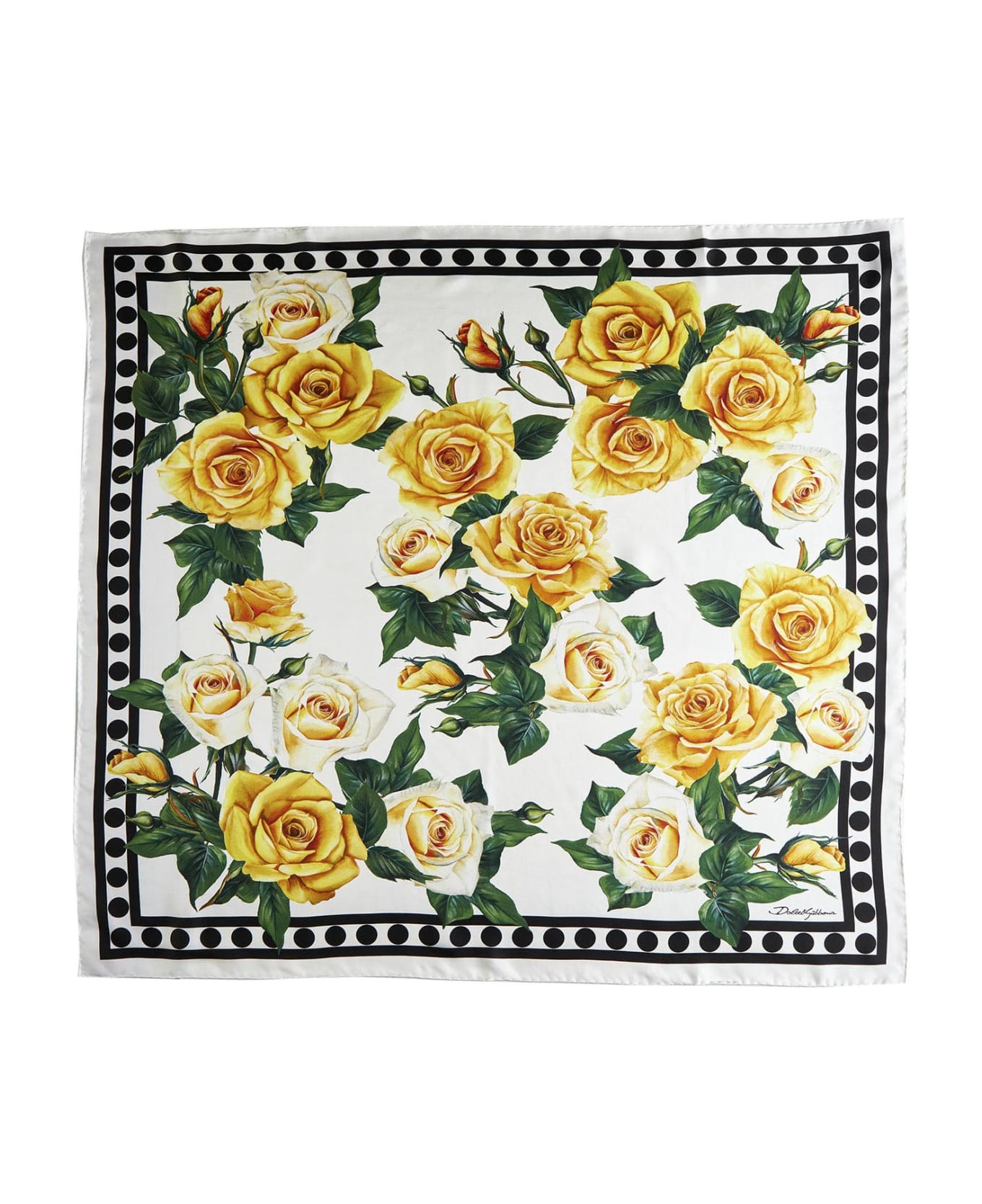 Dolce & Gabbana Silk Foulard - Rose gialle fdo bco