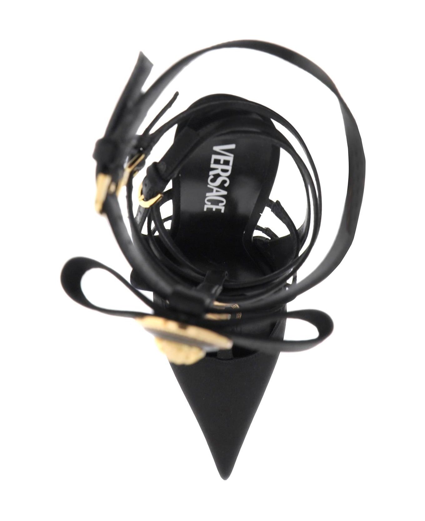 Versace Slingback Pumps With Gianni Ribbon Bows - BLACK VERSACE GOLD (Black)
