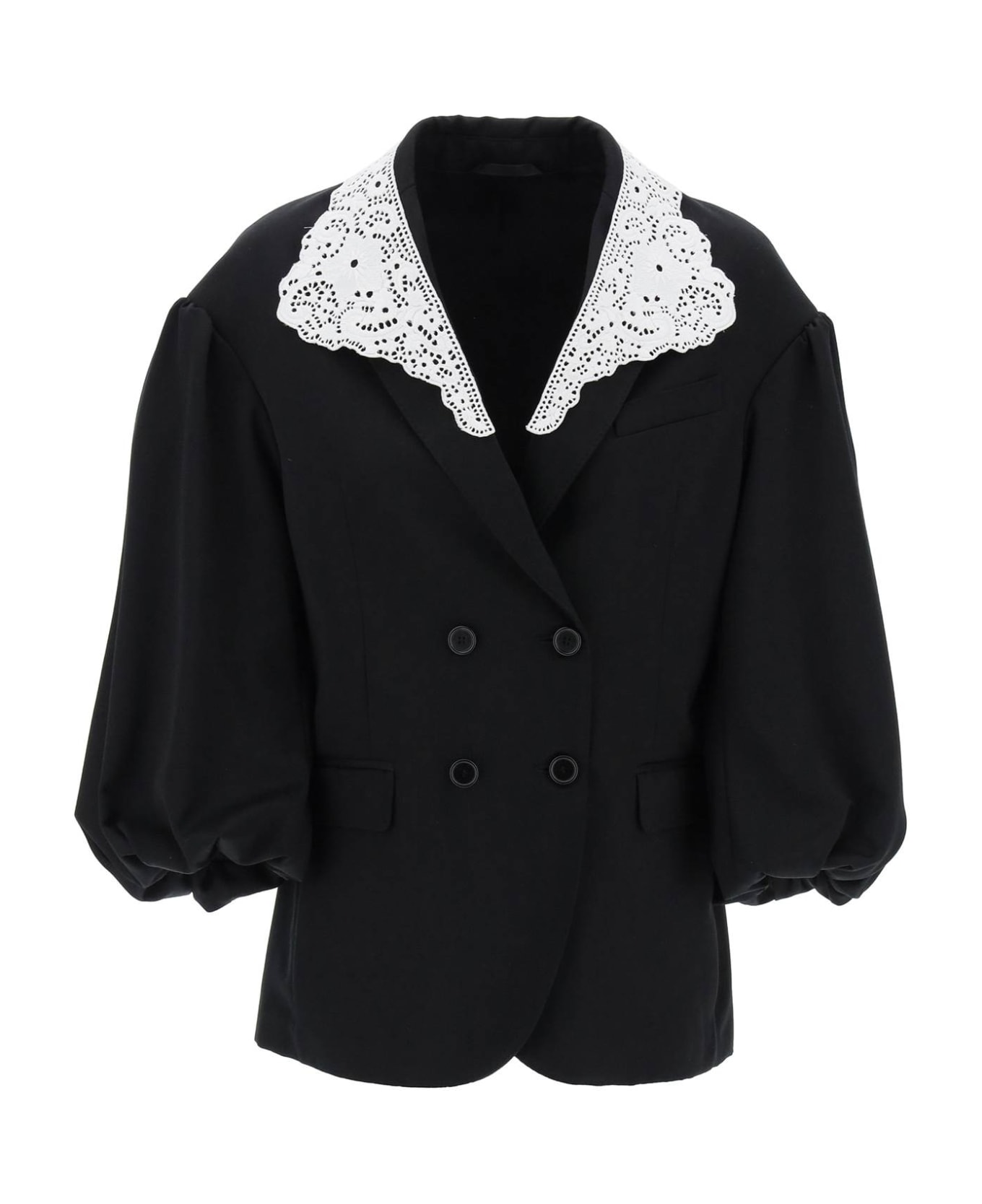 Simone Rocha 'oversized Blazer With Lace - BLACK WHITE (Black)