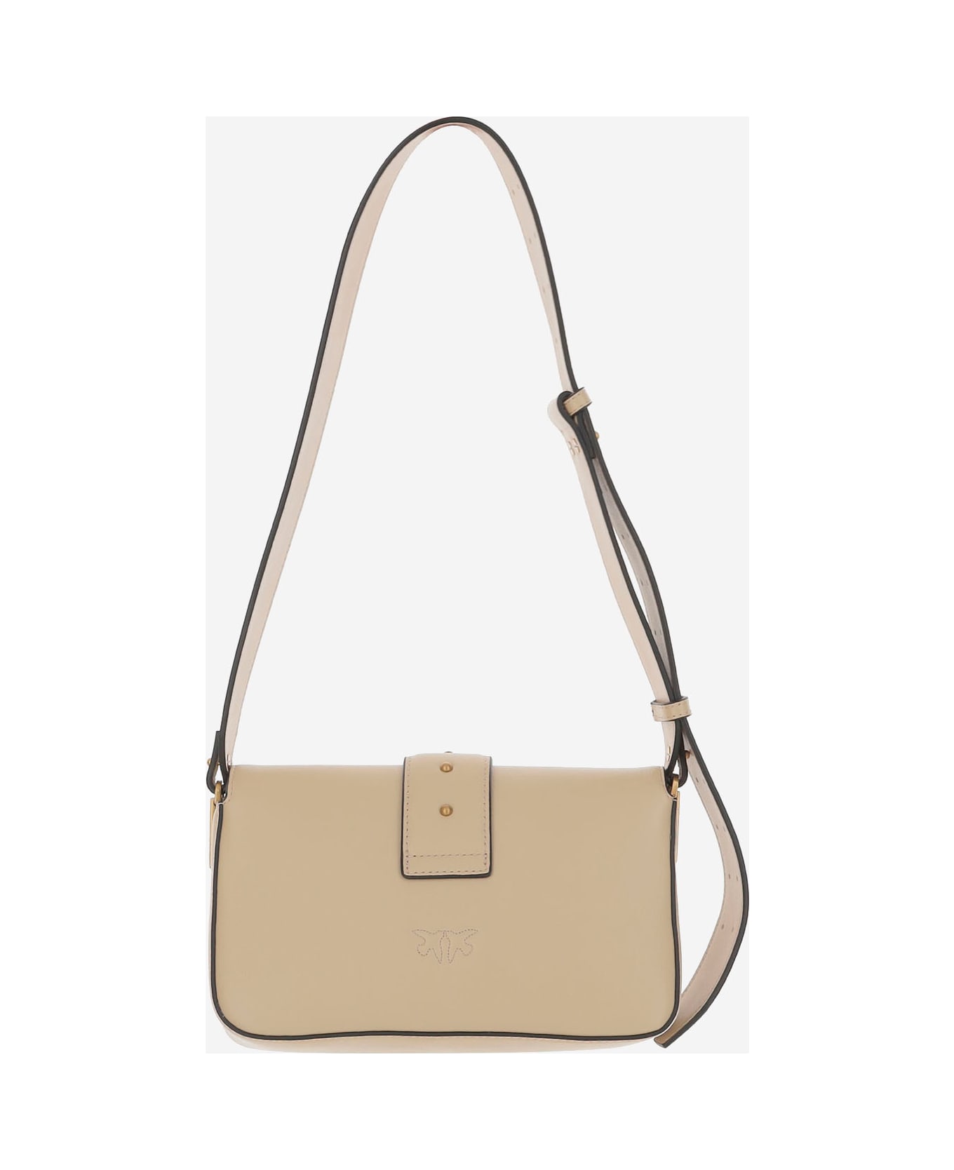 Pinko Mini Love Slouchy Shoulder Bag - Q Beige Grigio Fumo Antique Gold