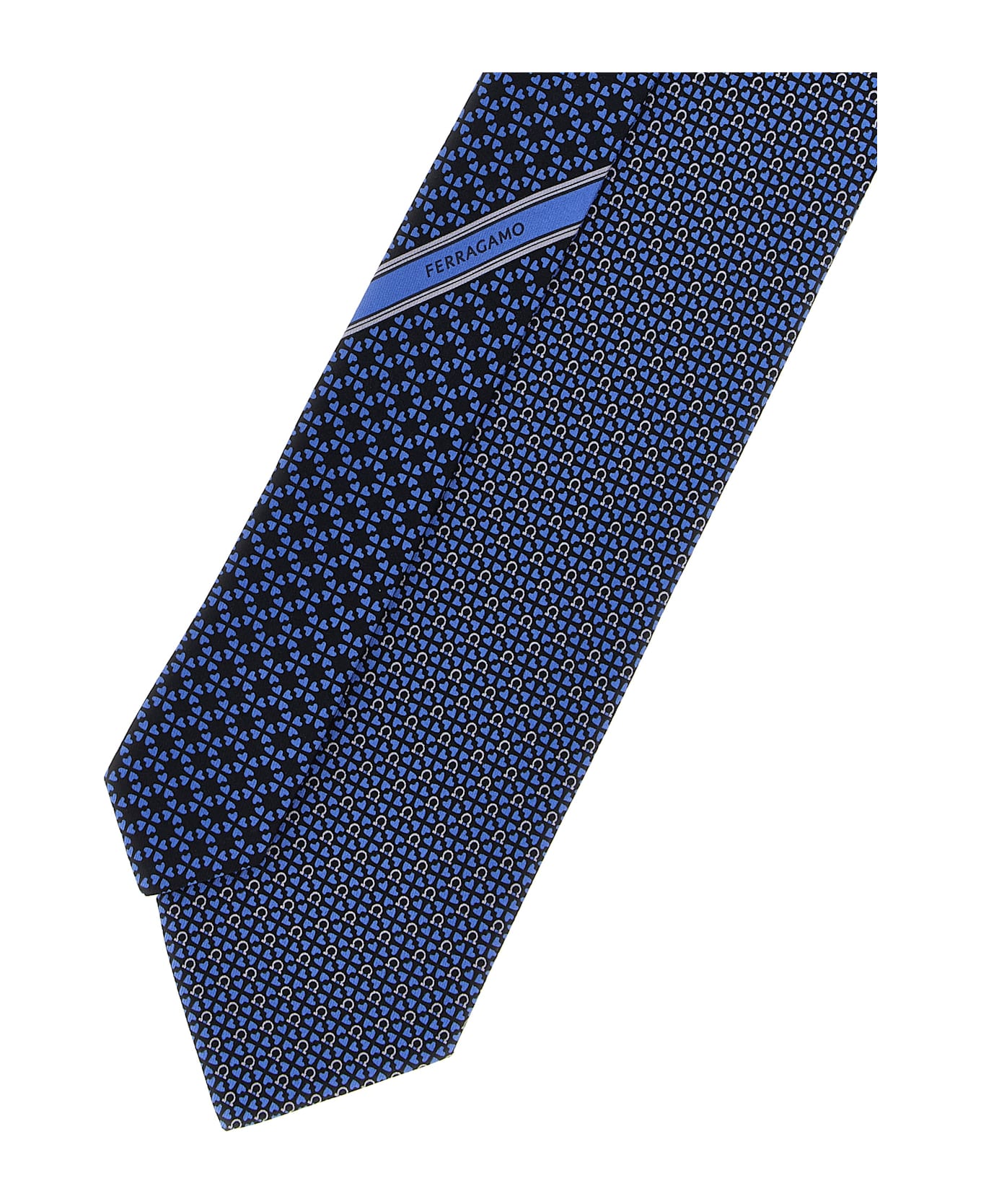 Ferragamo 
gancini + Cuori
 Print Tie - Blue