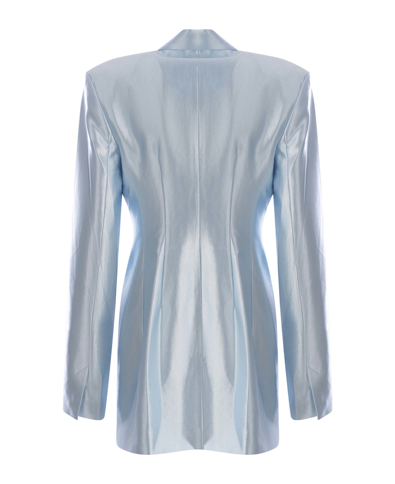 Rotate by Birger Christensen Blazer Dress Rotate Made Of Satin - Celeste polvere
