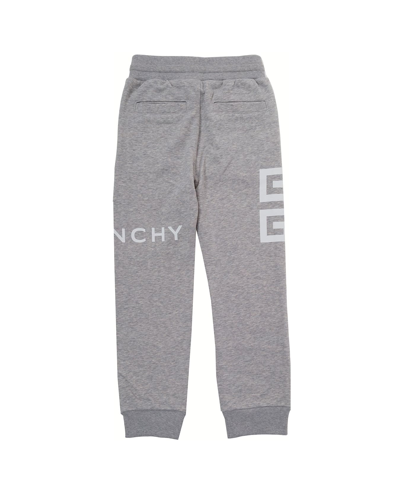 Givenchy Boy Blend Cotton Grey Jogger Pants With Logo - Grey