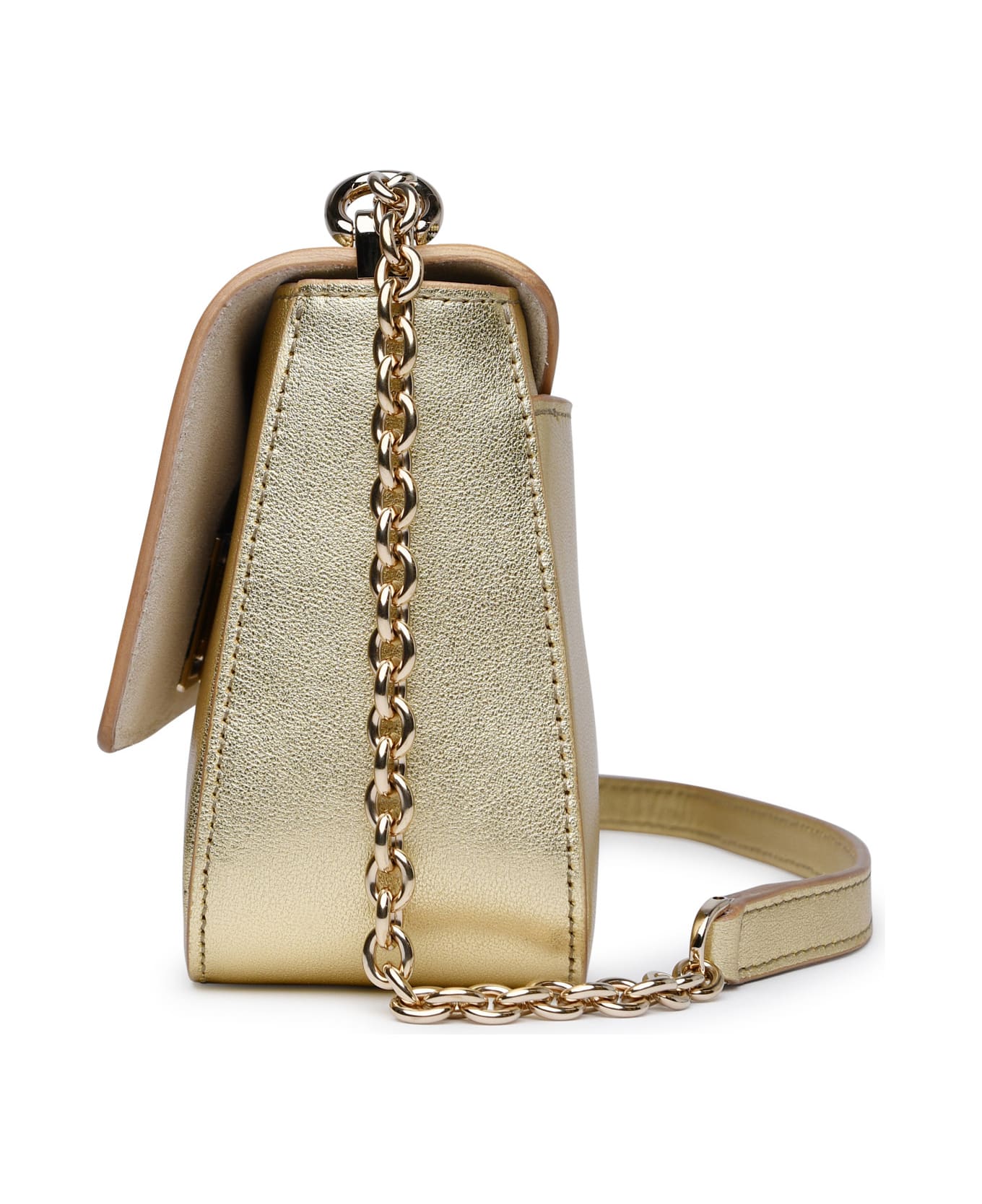 Furla 'furla 1927' Gold Calf Leather Bag - Color Gold ショルダーバッグ