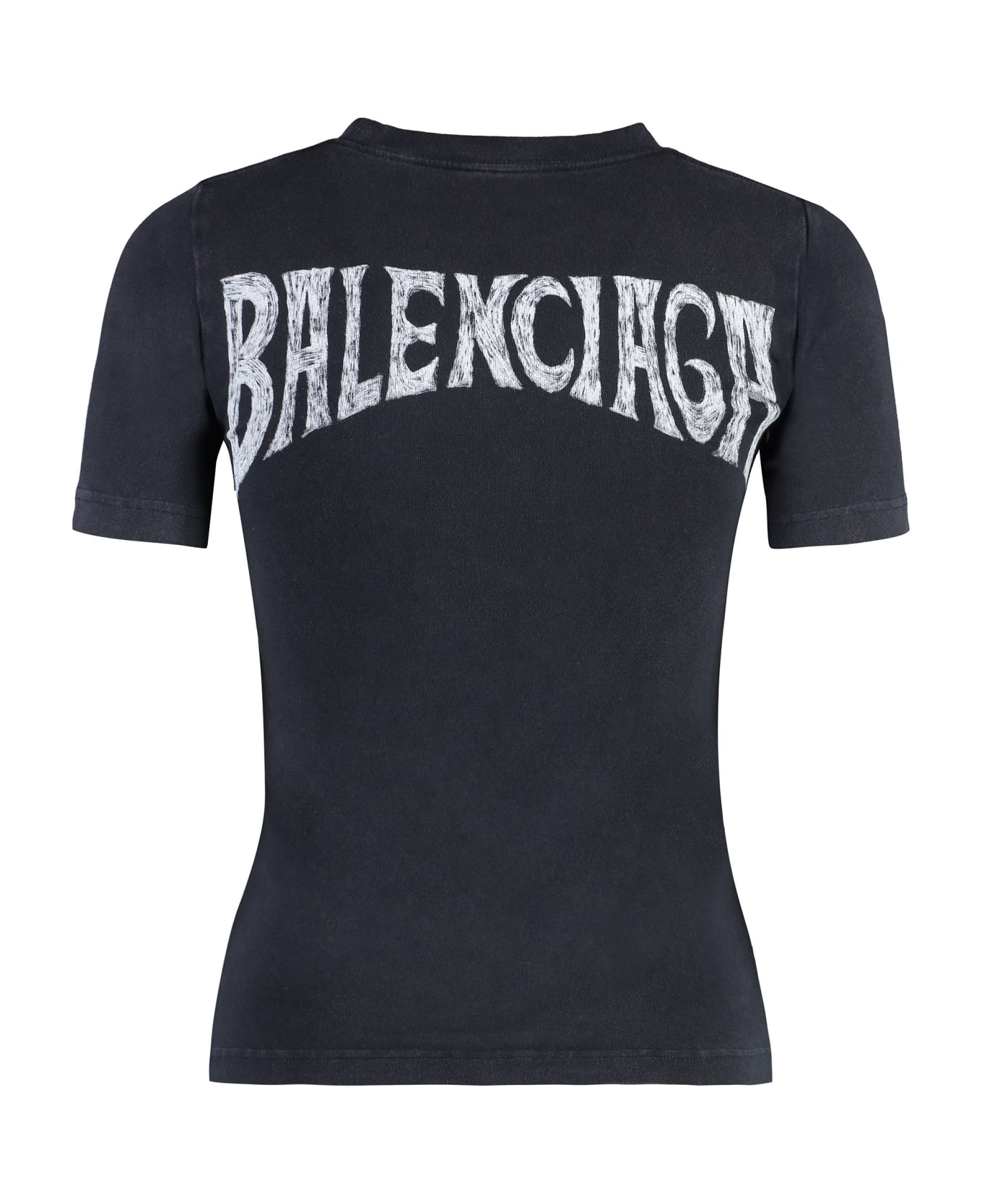 Balenciaga Printed Cotton T-shirt - black