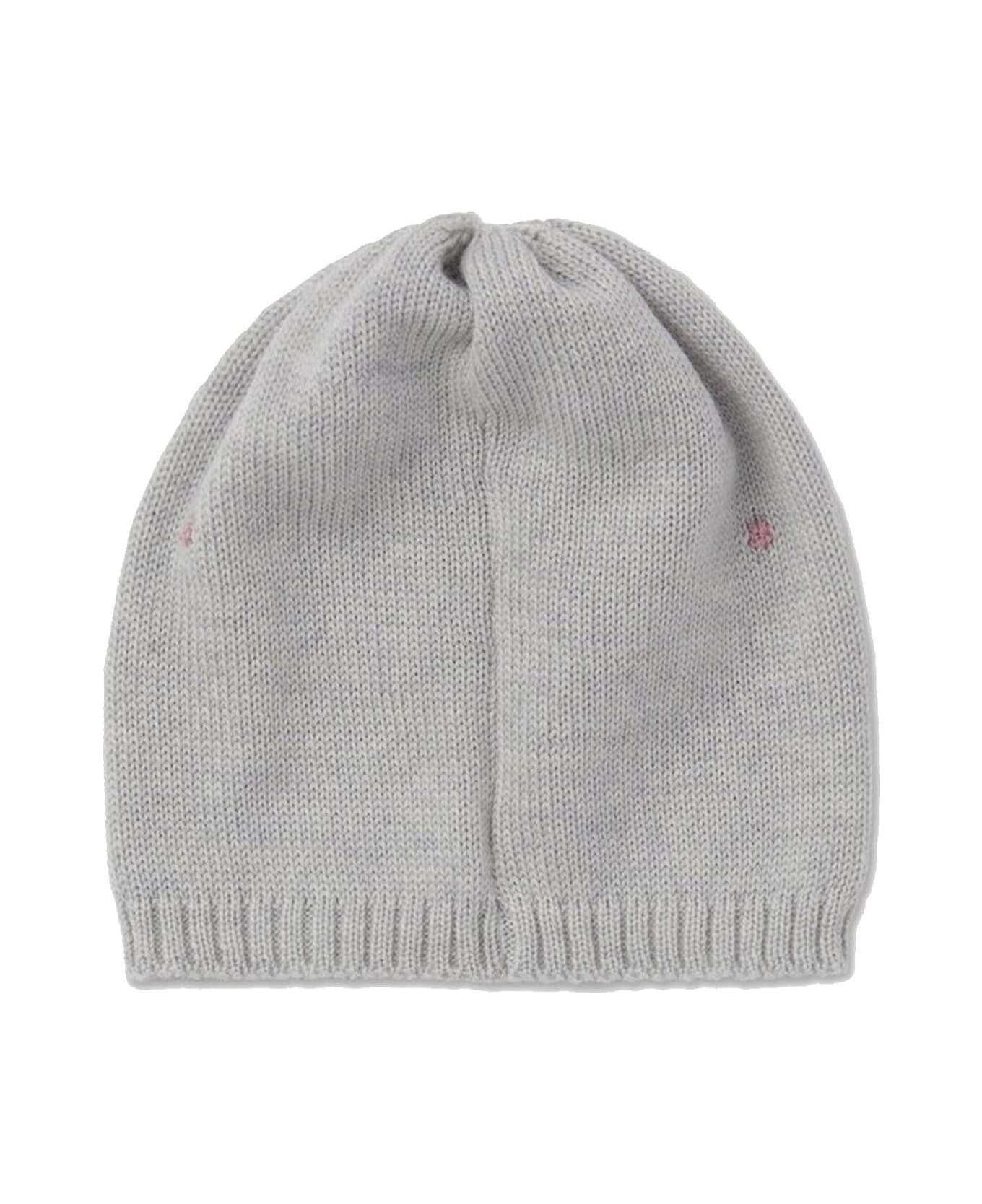 Little Bear Grey Virgin Wool Hat - Grigio/Peonia