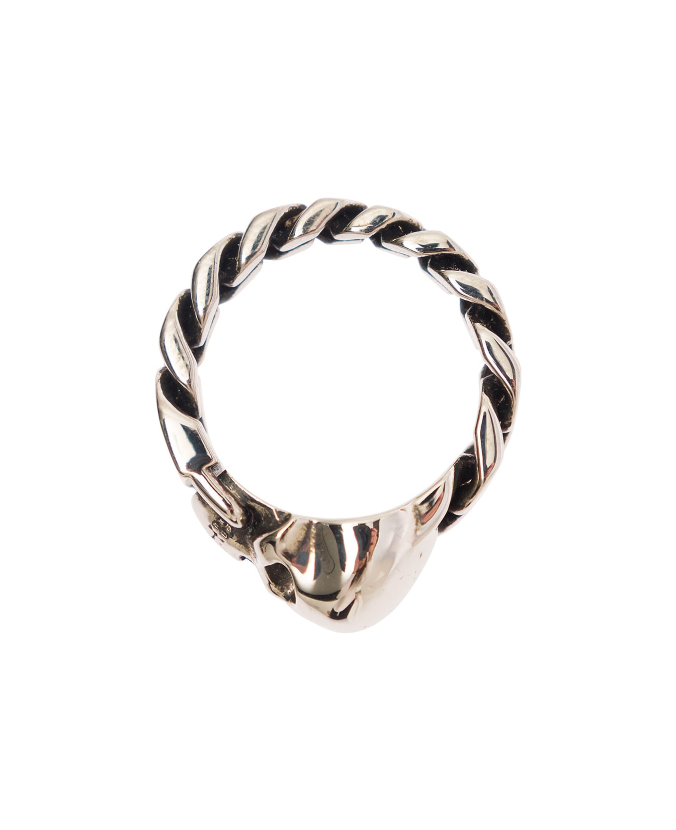 Alexander McQueen 'skull' Silver-colored Chain Ring With Skull Detail Man - Metallic リング