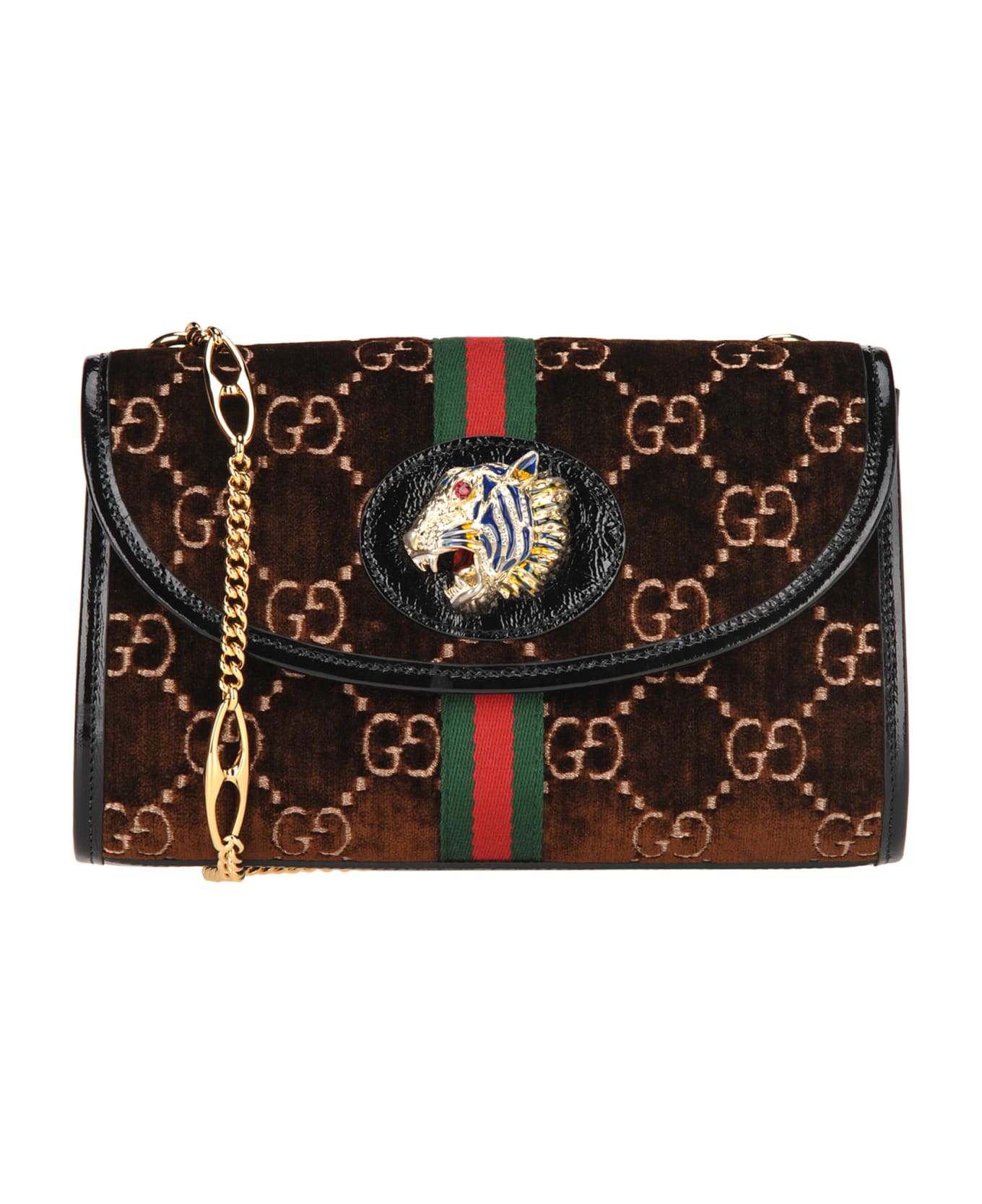 Gucci Gucci Rajah Velvet Shoulder Bag - BROWN