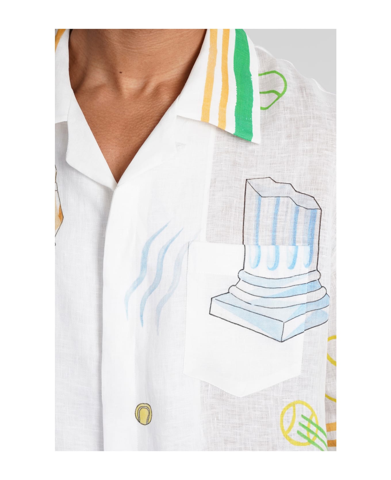 Casablanca Shirt In Beige Linen - White