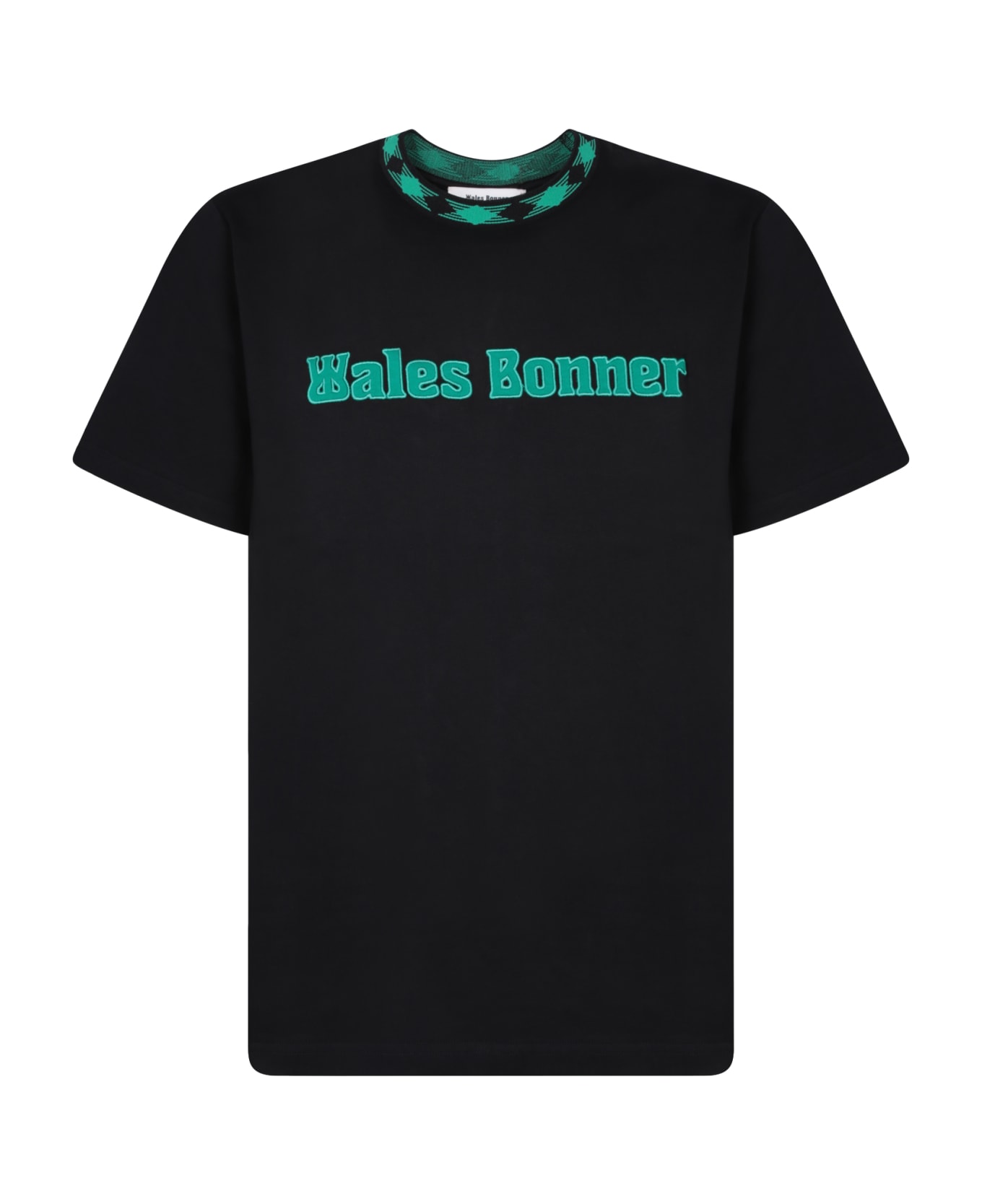 Wales Bonner Black And Blue Logo T-shirt - Black