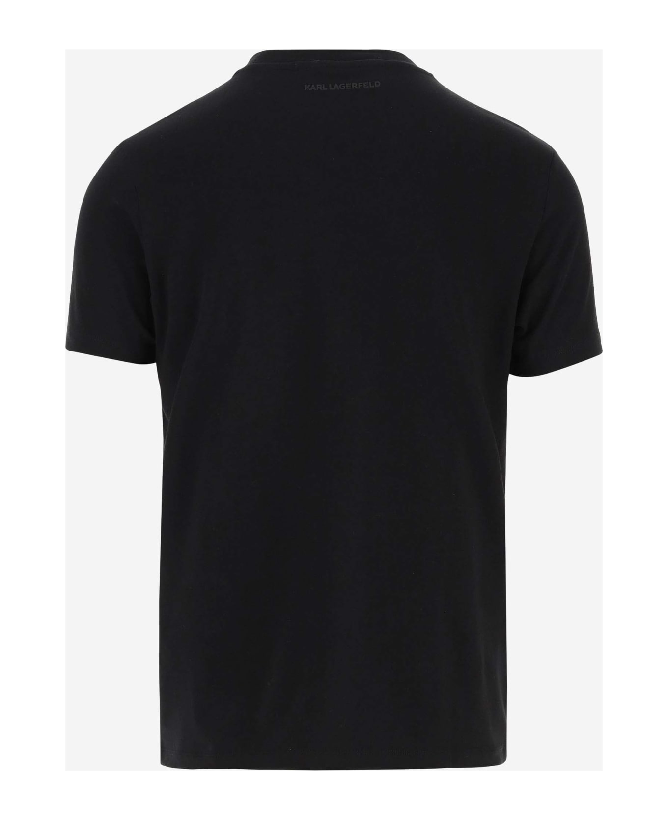 Karl Lagerfeld Stretch Cotton T-shirt With Logo - Black