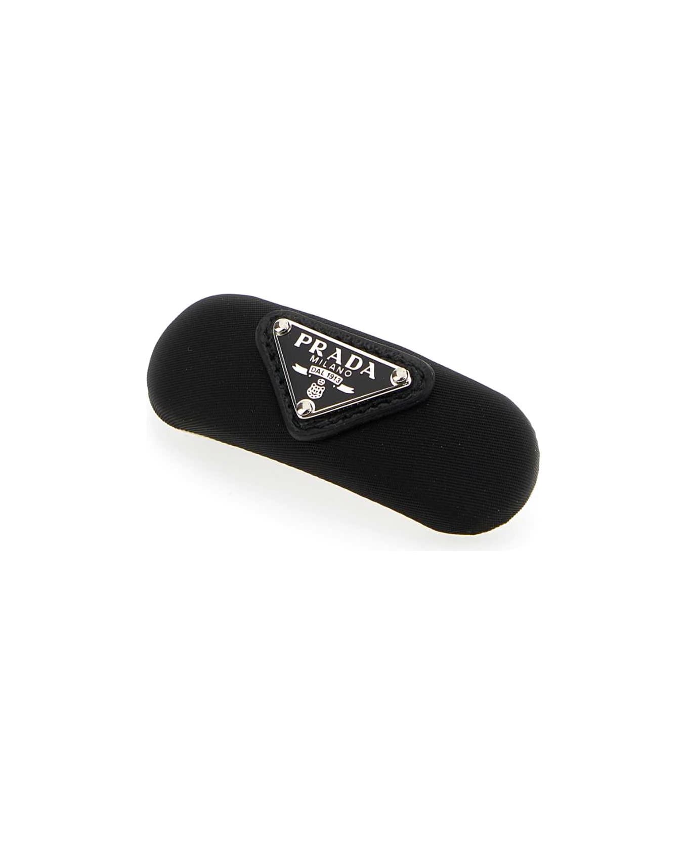 Prada Black Fabric Hair Clip - NERO 帽子